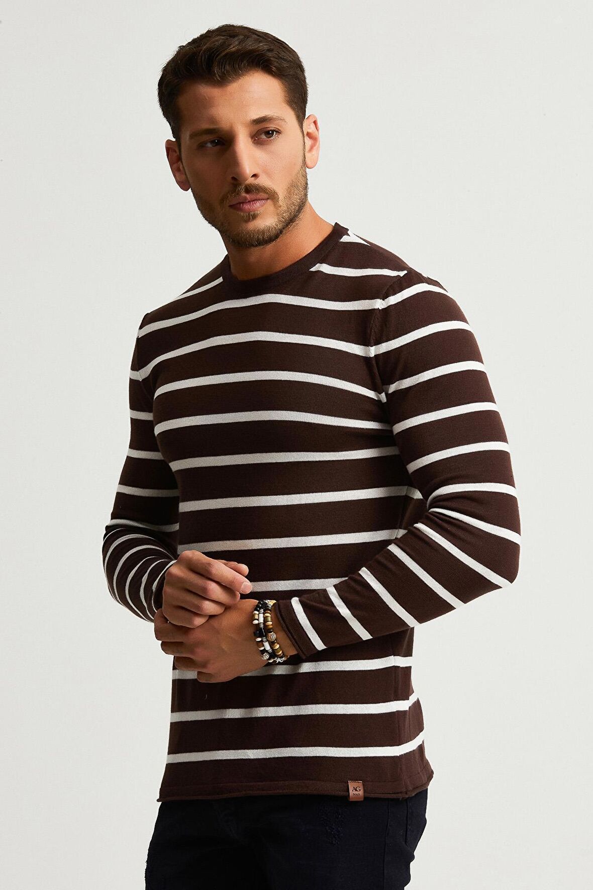 ALEXANDERGARDI ÇİZGİLİ İNCE PAMUKLU KAZAK (E22-5710)