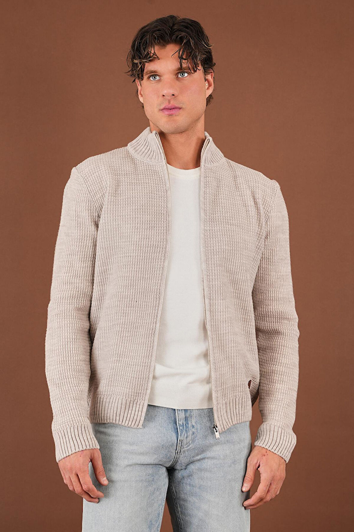 ALEXANDERGARDI DİK YAKA FERMUARLI TRİKO HIRKA (E22-5714)