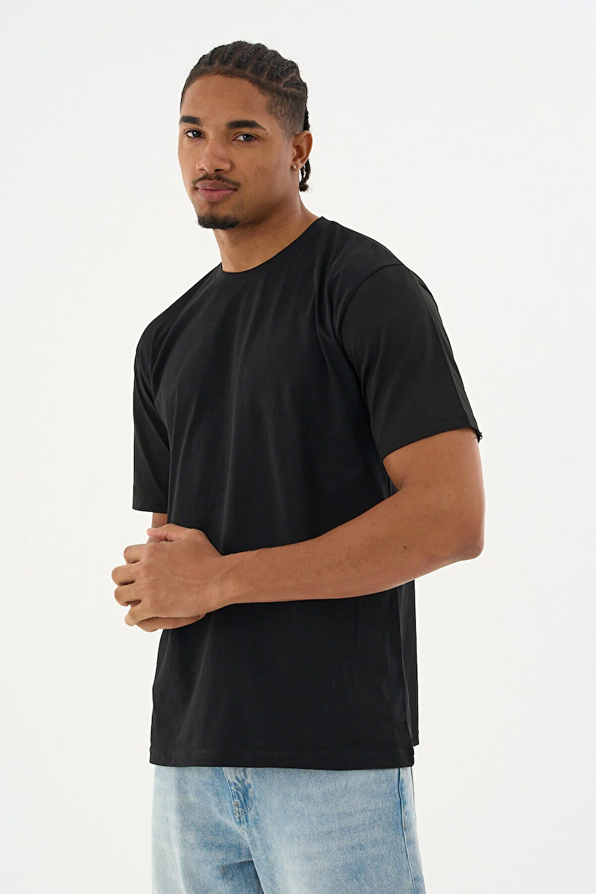 Erkek %100 Organik Pamuklu Yumuşak Dokulu Comfort Fit Bisiklet Yakalı T-shirt E250