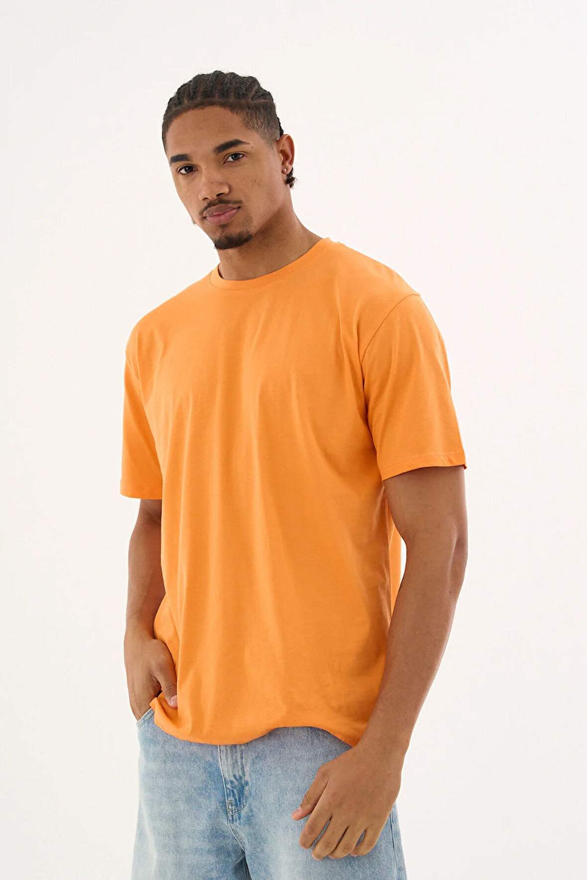 Erkek %100 Organik Pamuklu Yumuşak Dokulu Comfort Fit Bisiklet Yakalı T-shirt E227