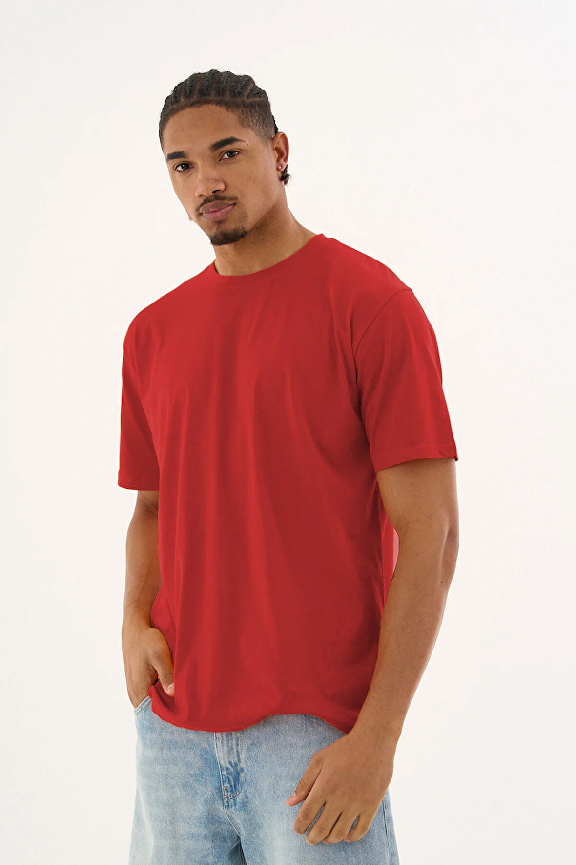 Erkek %100 Organik Pamuklu Yumuşak Dokulu Comfort Fit Bisiklet Yakalı T-shirt E225