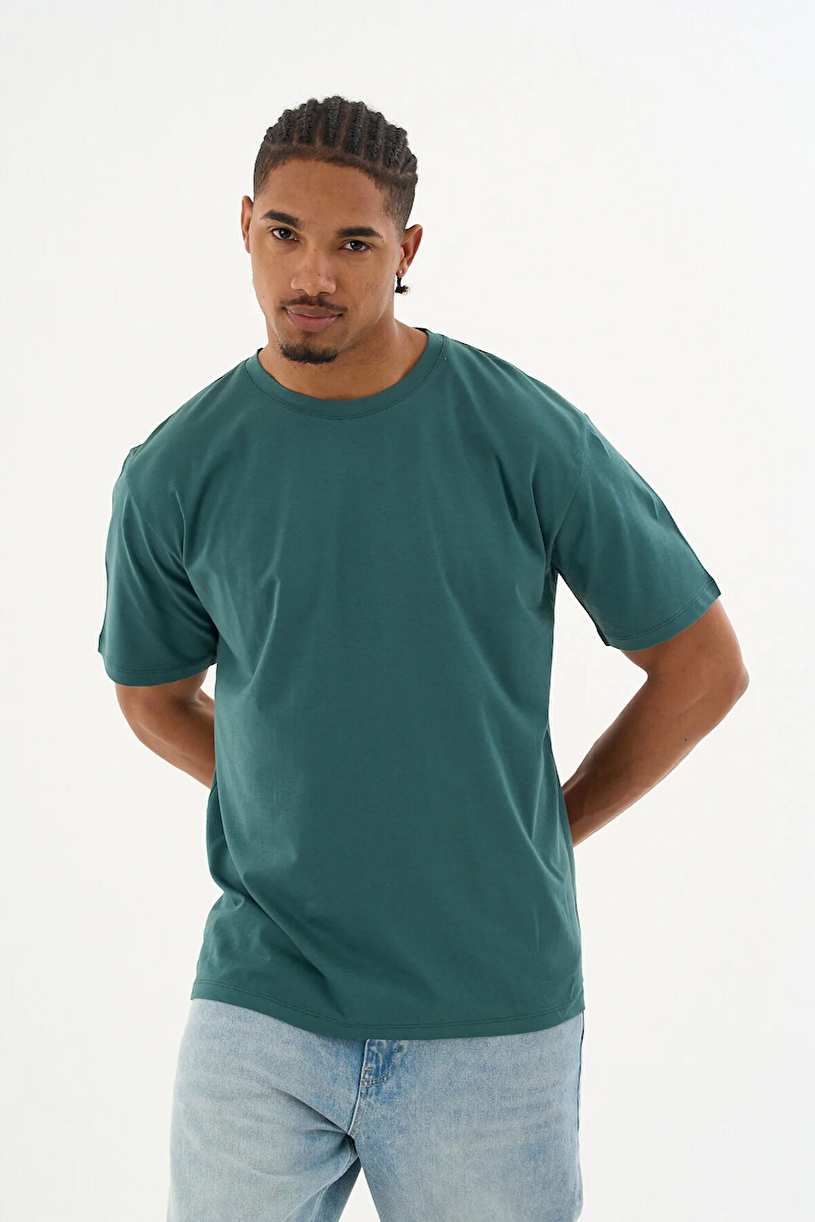 Erkek %100 Organik Pamuklu Yumuşak Dokulu Comfort Fit Bisiklet Yakalı T-shirt E244