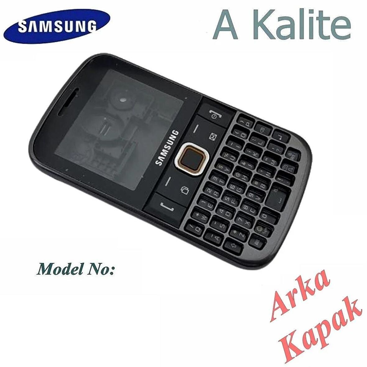 Samsung E2222 Kasa Samsung Galaxy E2200 Chat 222 Uyumlu Siyah Renk Orta Kasa Ön Arka Kapak Tuş Takımı 