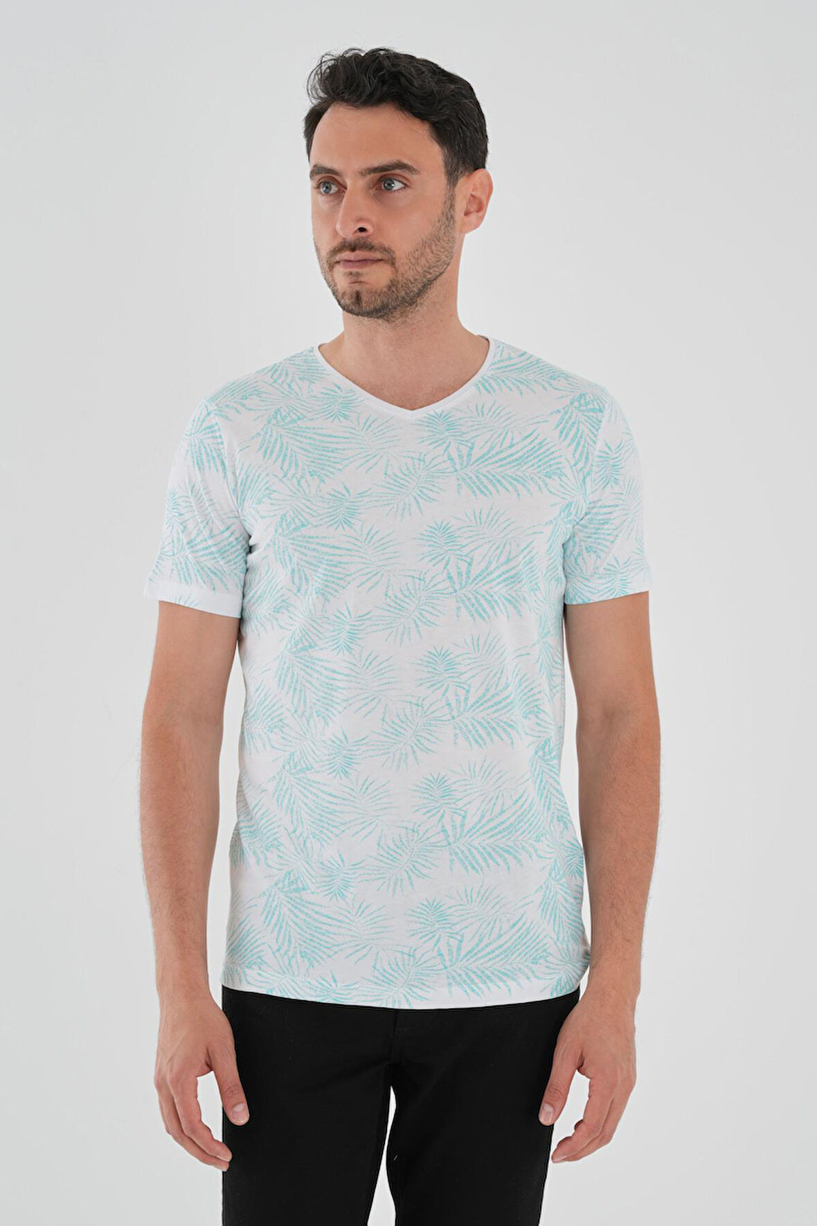 ALEXANDERGARDI V Yaka Desenli T-shirt