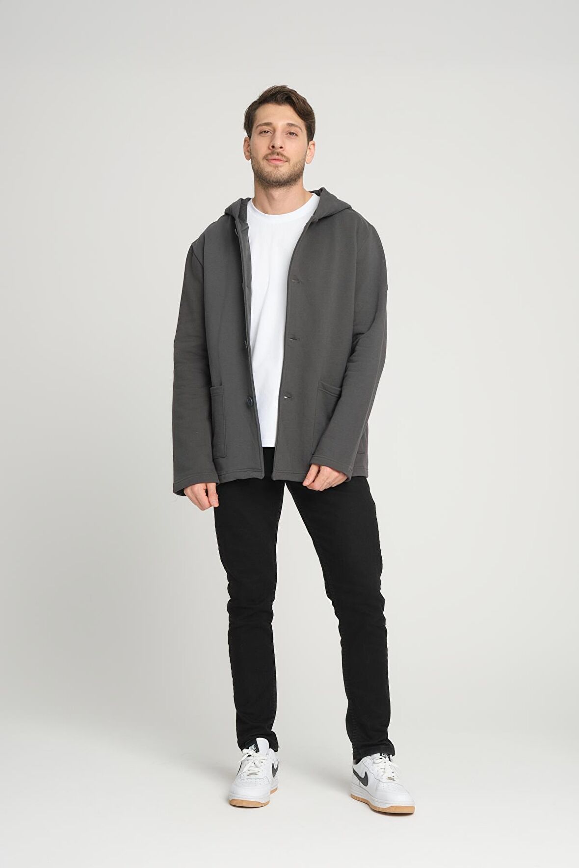 ALEXANDERGARDI KAPÜŞONLU İÇİ ŞARDONLU OVERSİZE HIRKA (E23-607 03)