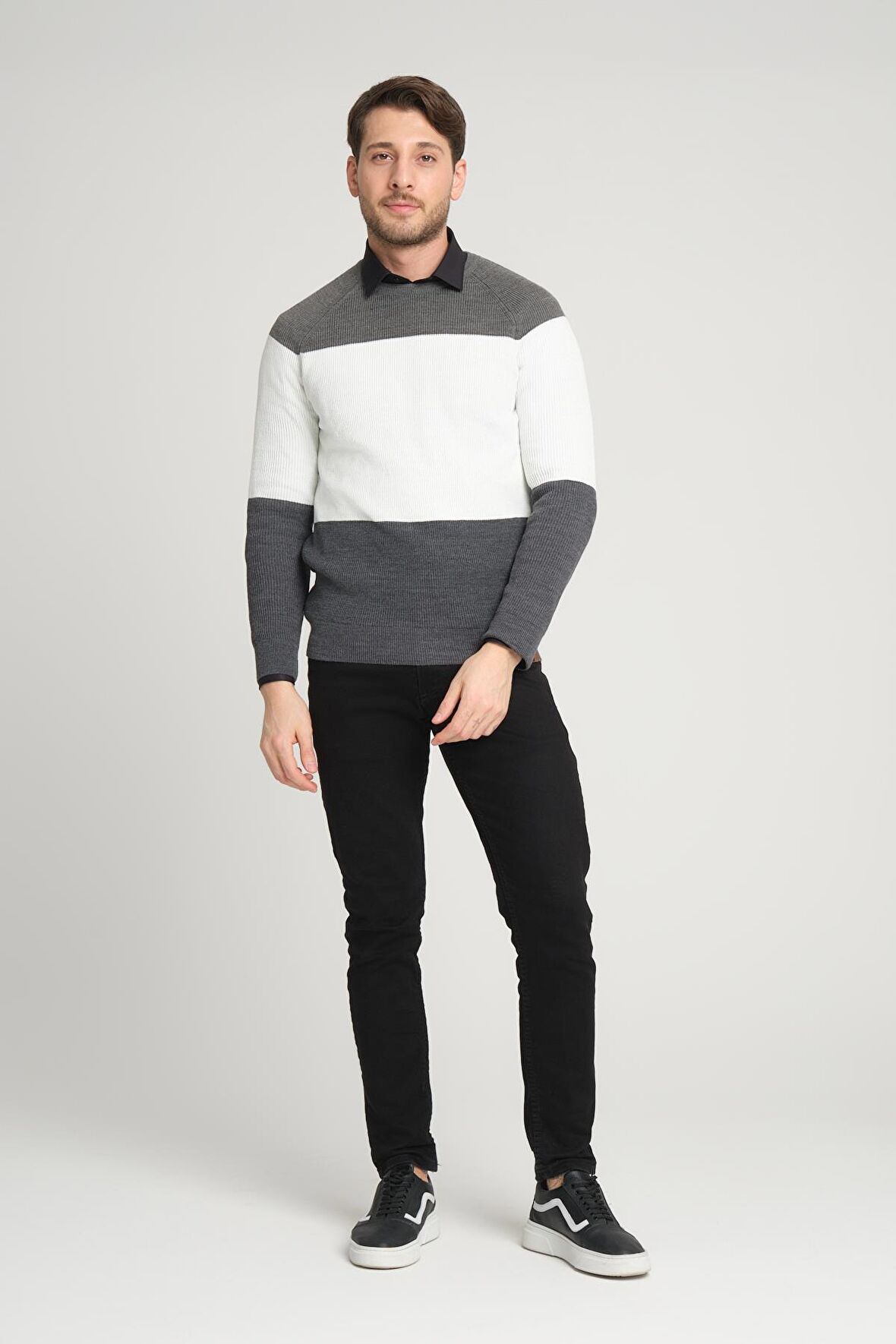 ALEXANDERGARDI RENK BLOKLU REGLAN KOL BİSİKLET YAKA KAZAK(E23-6708)