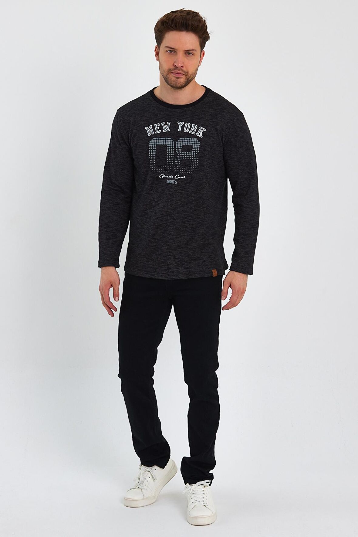 AEXANDERGARDI BASKILI YANI YIRTMAÇLI SWEATSHIRT (E23-75101)
