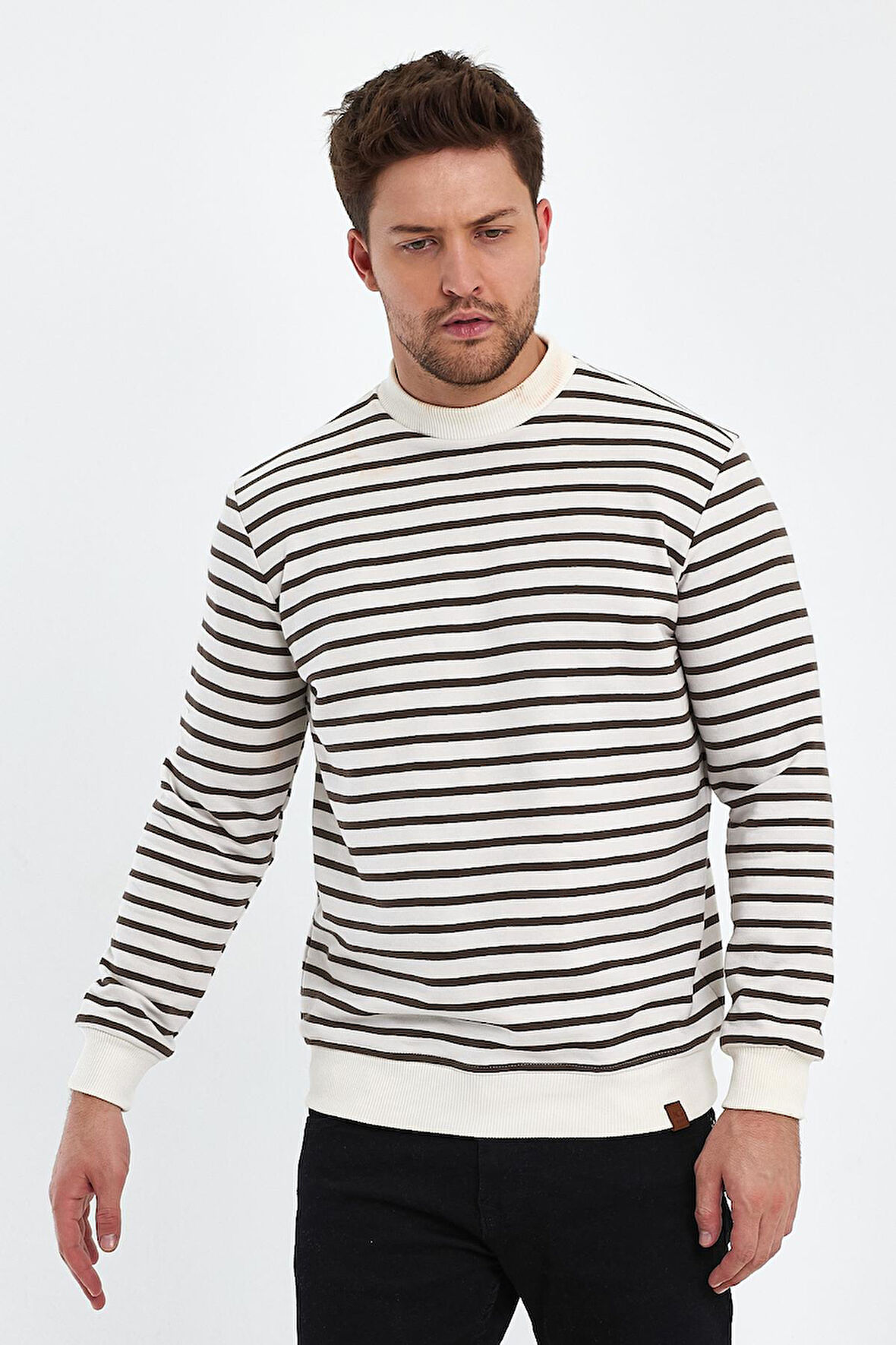 ALEXANDERGARDI BİSİKLET YAKA ÇİZGİLİ SWEATSHİRT(E23-761A-ERK)