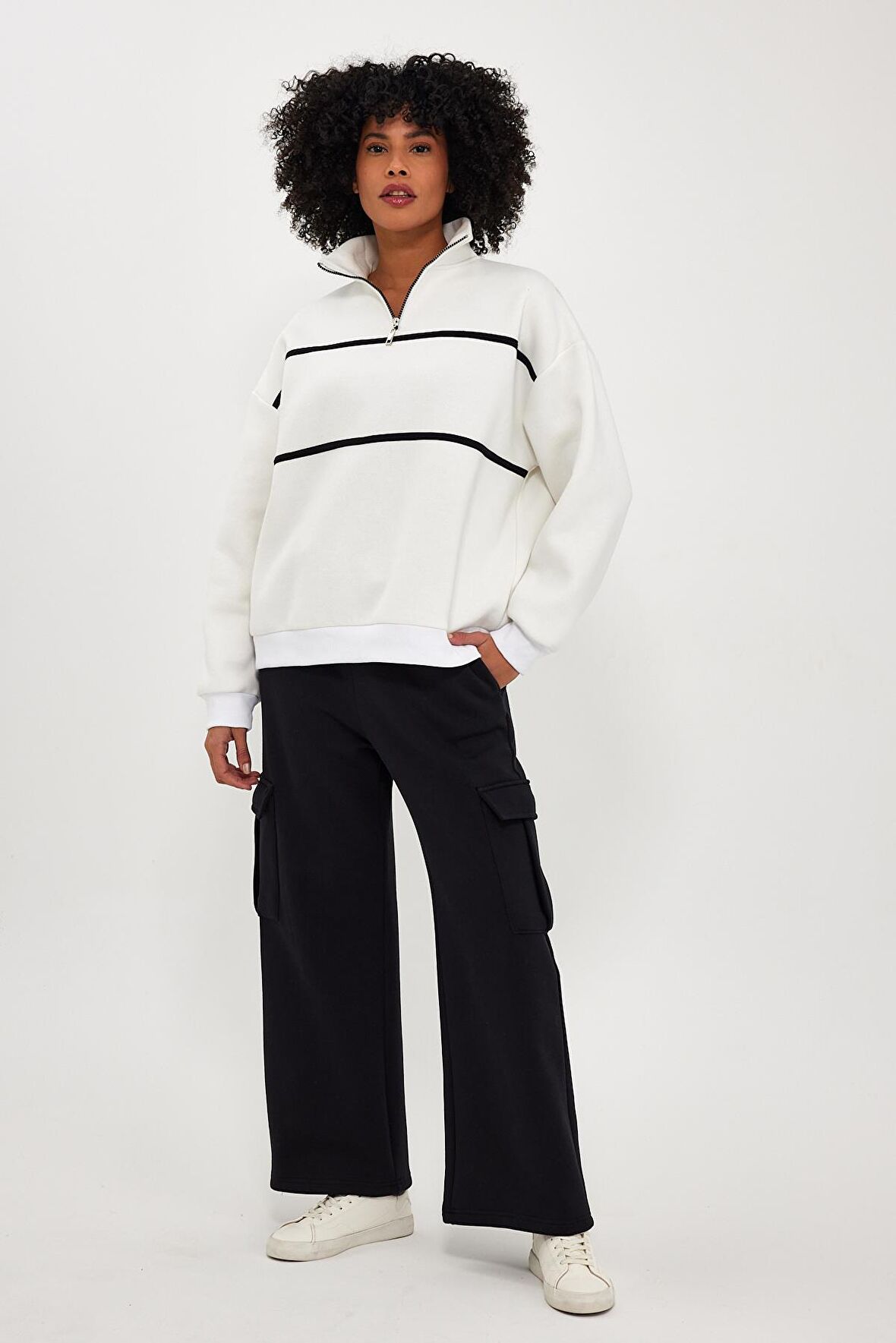 ALEXANDERGARDI İÇİ POLARLI ÇİZGİLİ SWEATSHIRT(E24-00172)