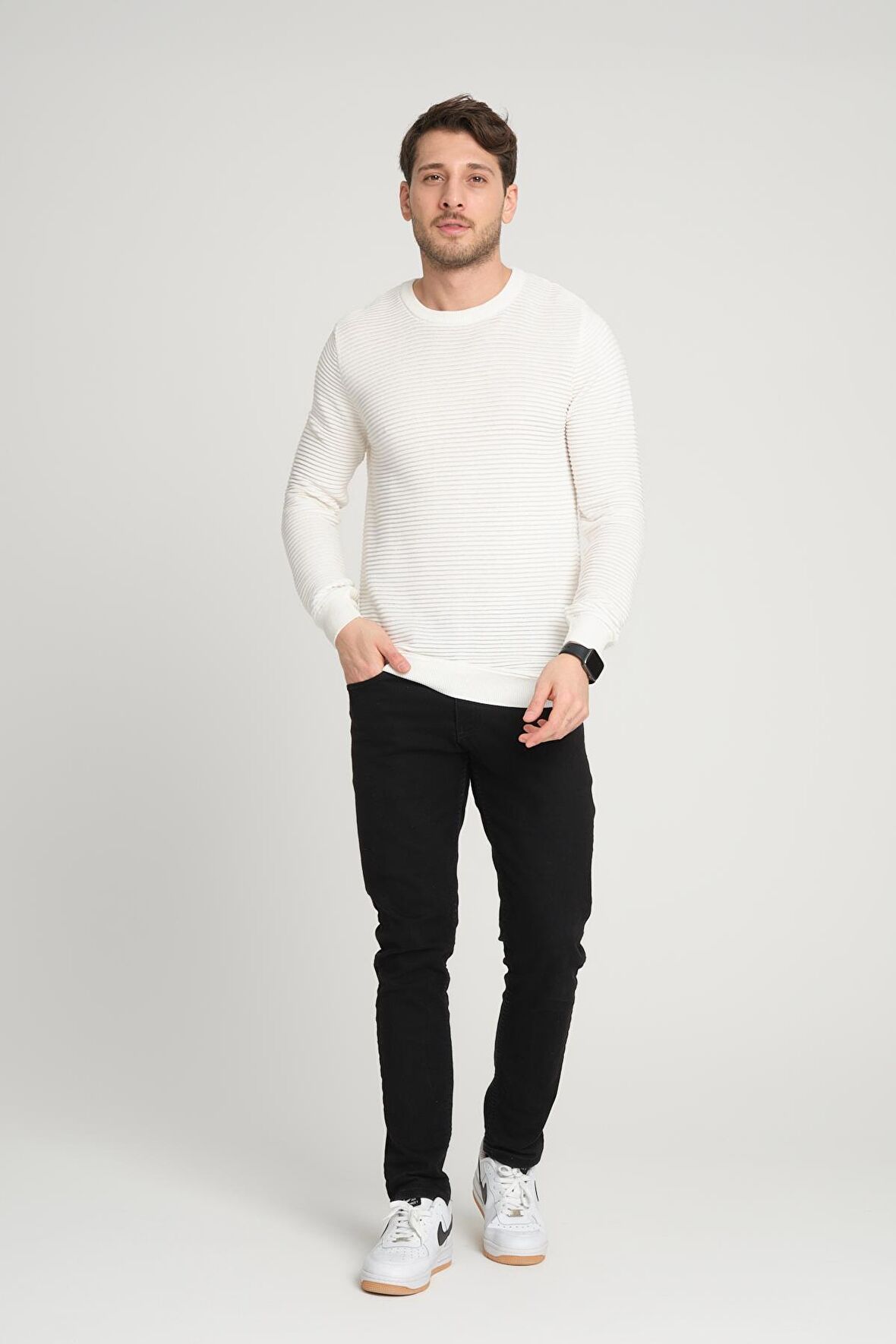 ALEXANDERGARDI BİSİKLET YAKA DESENLİ KAZAK(E24-1112)