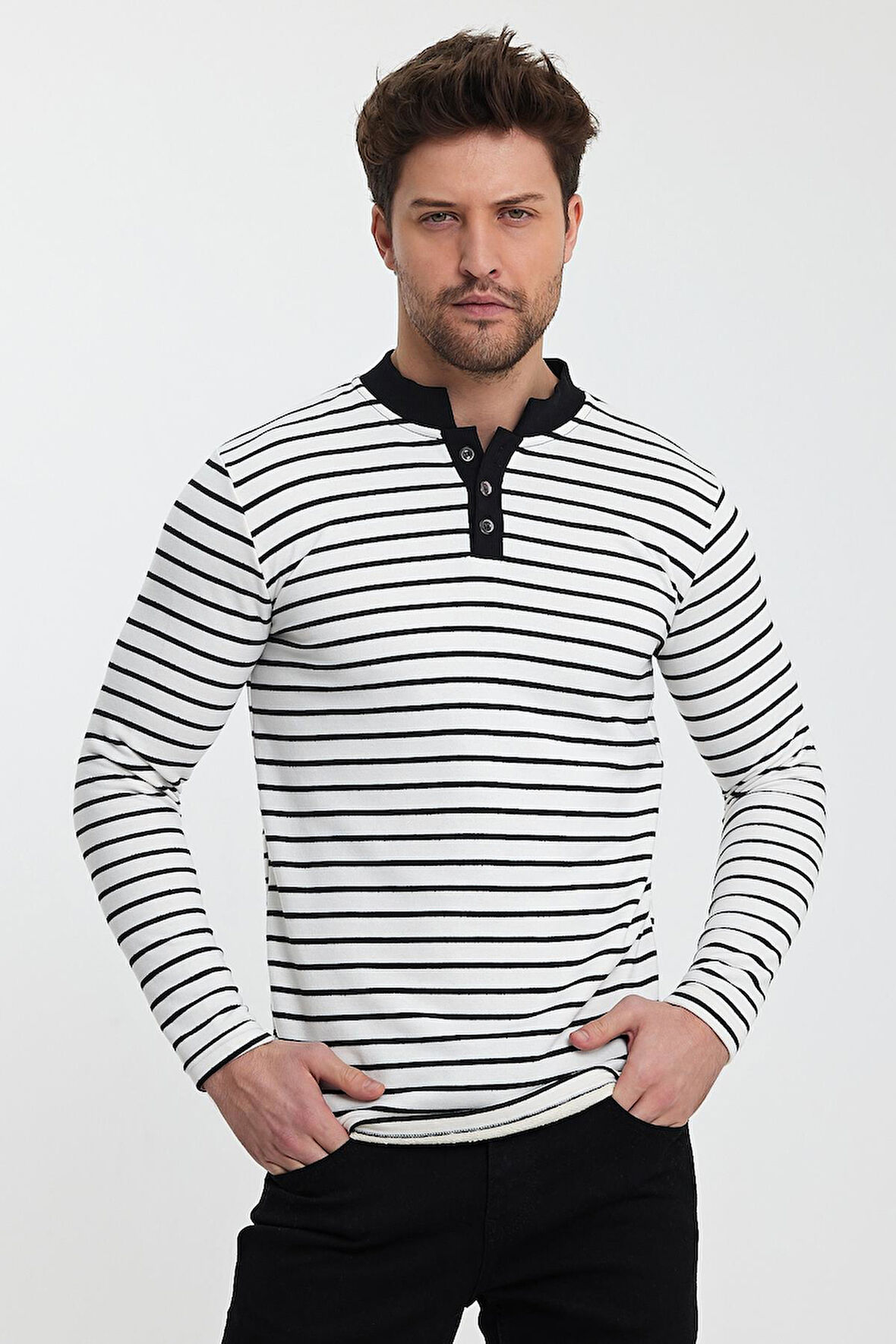 ALEXANDERGARDI DÜĞMELİ ERKEK SWEATSHİRT (E24-72803-ERK)