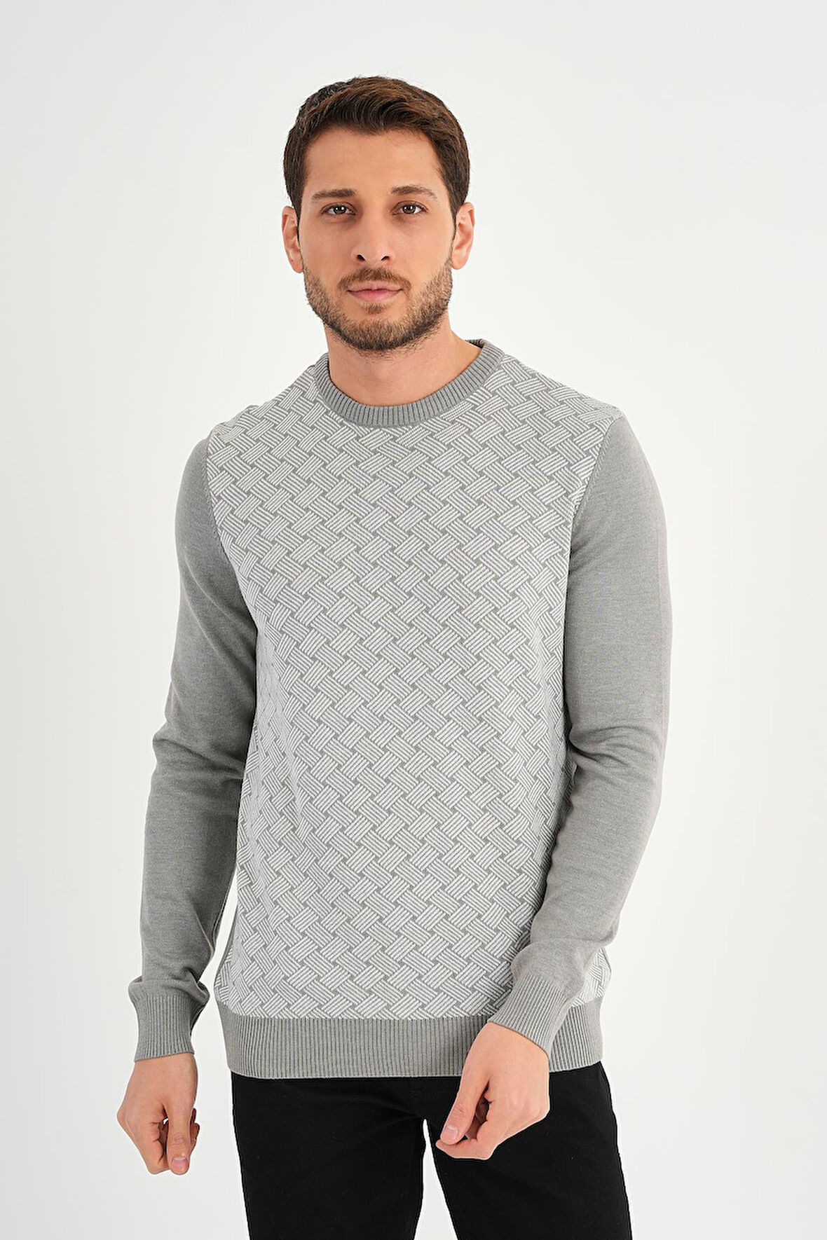 ALEXANDERGARDI BİSİKLET YAKA DESENLI REGULAR FİT KAZAK (E24-EZE-01)