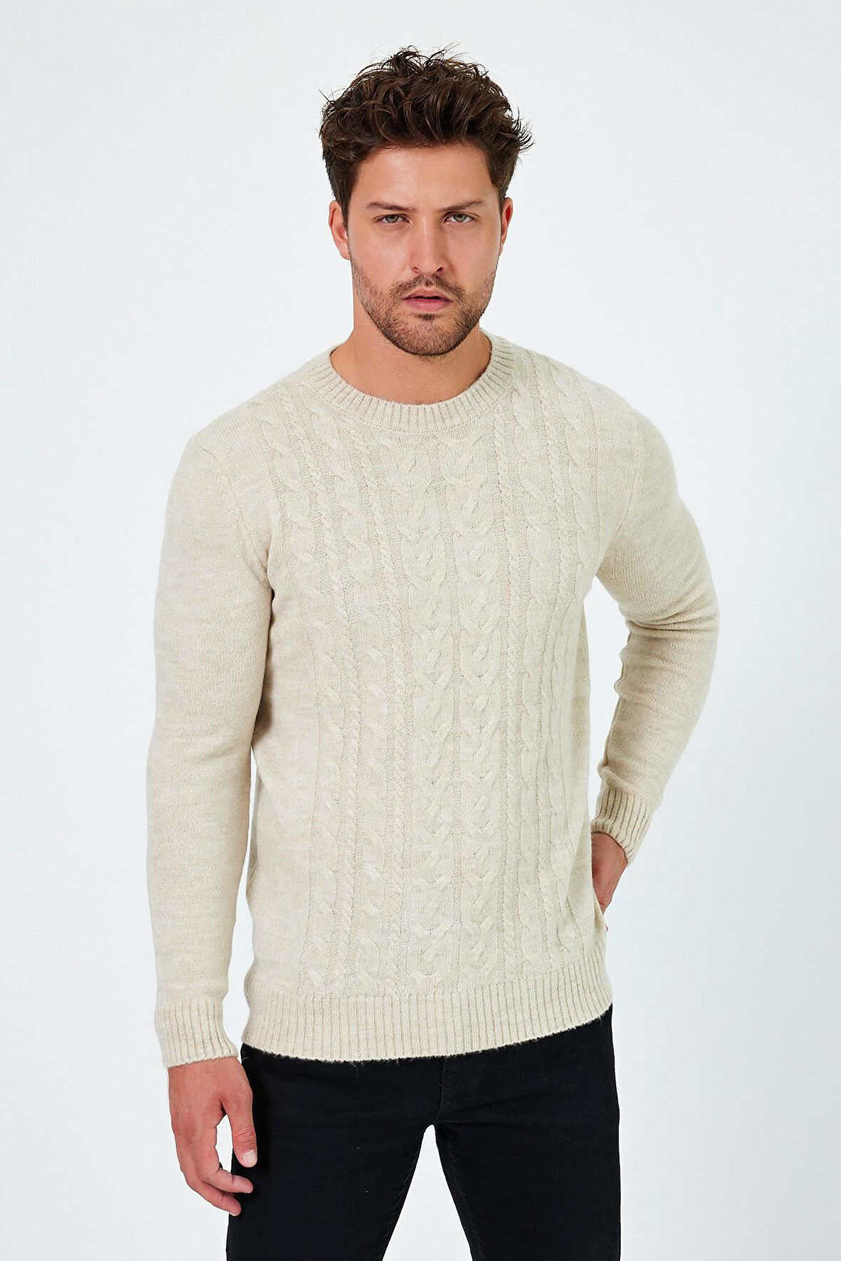 ALEXANDERGARDI SAÇ ÖRGÜ DESENLİ REGULAR FİT KAZAK (E24-EZE-16)