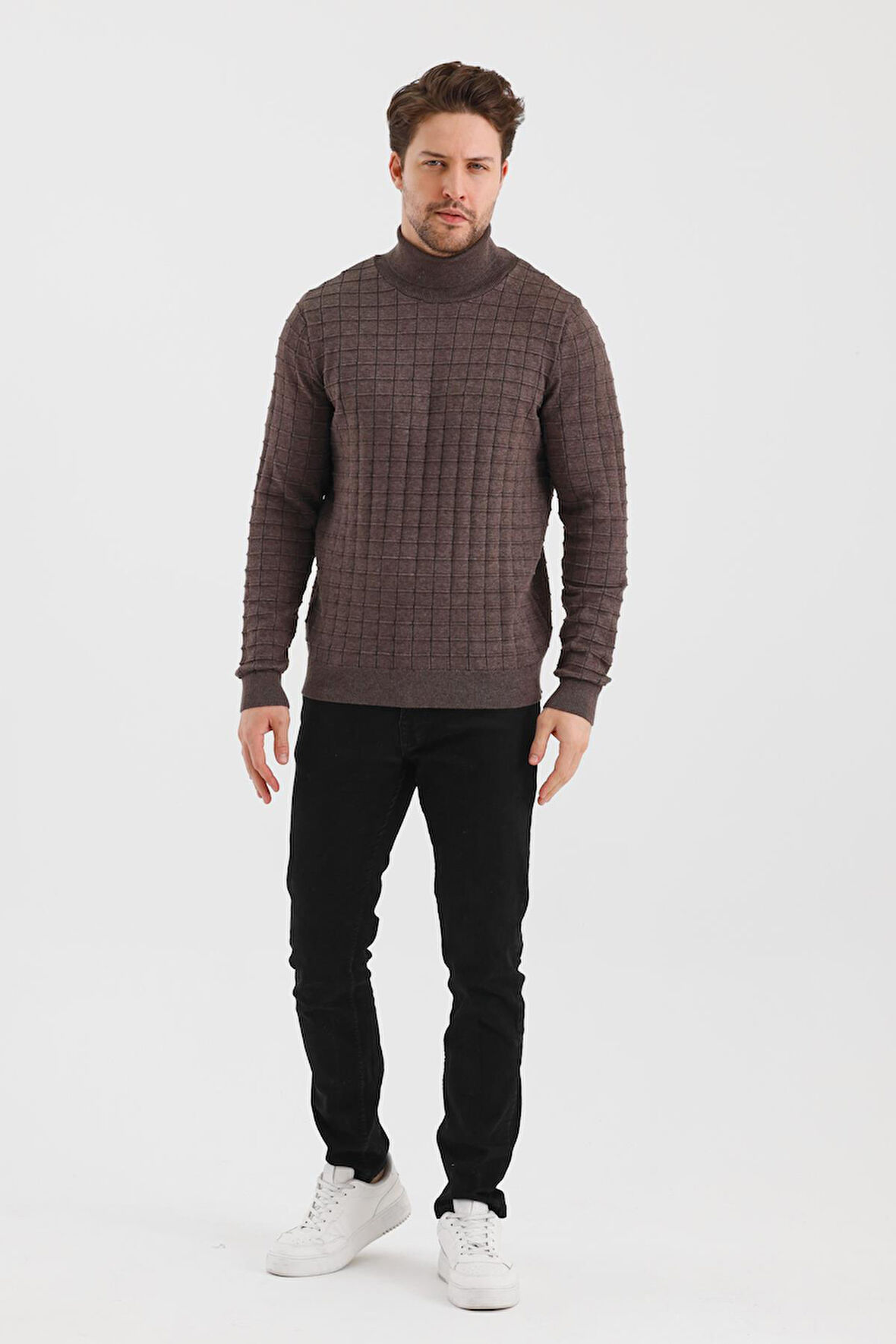 ALEXANDERGARDI BALIKÇI YAKA DÜZ RENK KARELİ REGULAR FİT TRİKO KAZAK (E24-EZE-23)