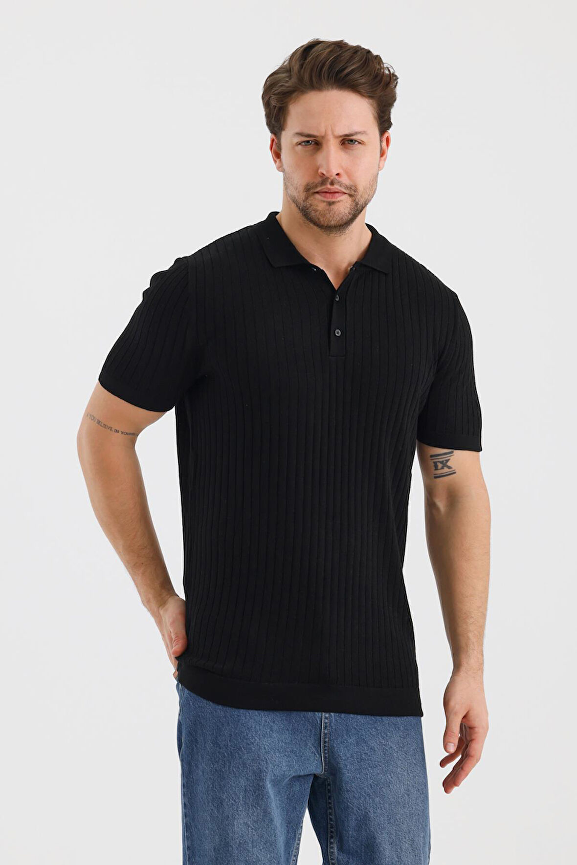 ALEXANDERGARDI DİK ÇİZGİLİ POLO YAKA SLİM FİT TRİKO T-SHIRT (E24-EZE-25)