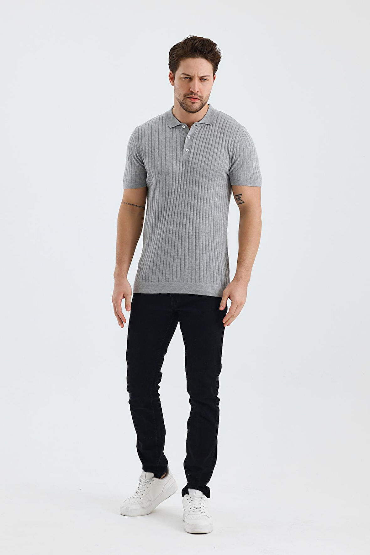 ALEXANDERGARDI DİK ÇİZGİLİ POLO YAKA SLİM FİT TRİKO t-shirt (E24-EZE-25)