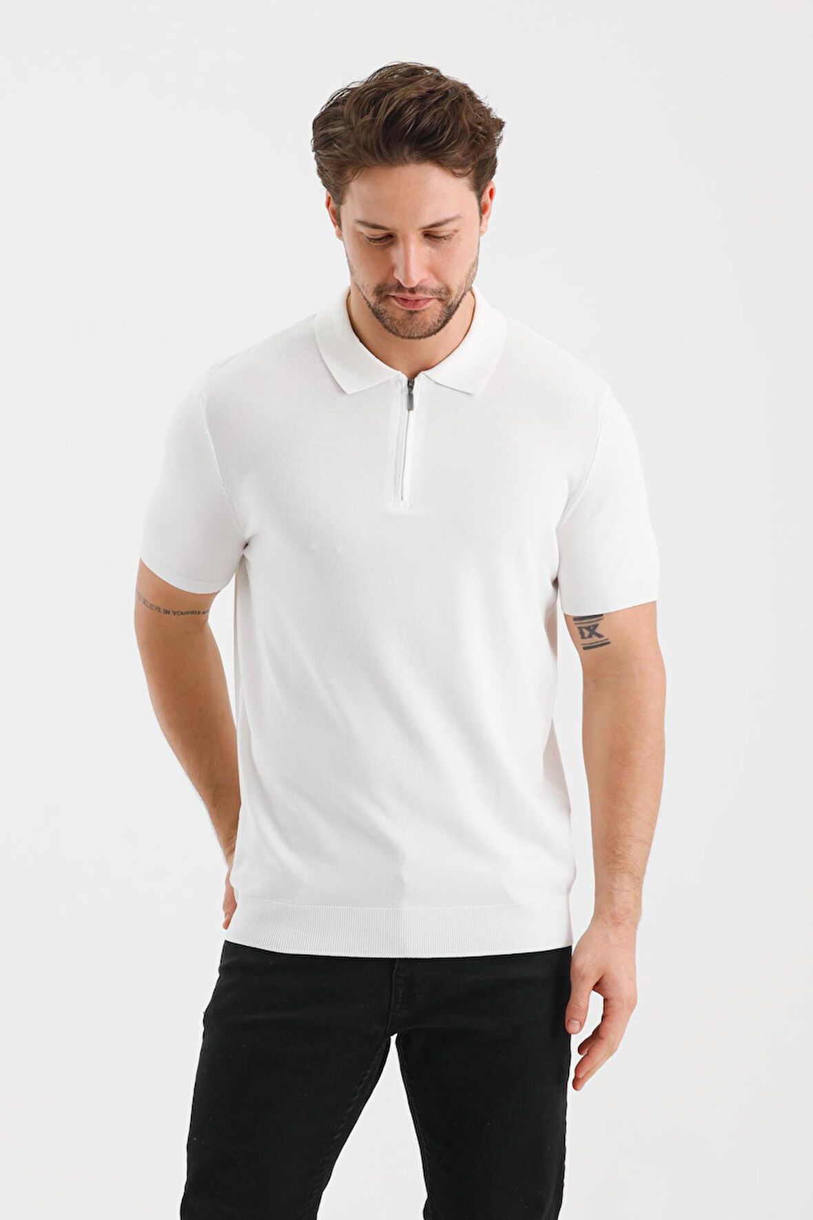 ALEXANDERGARDI FERMUARLI POLO YAKA REGULAR FİT T-SHIRT (E24-EZE-31)