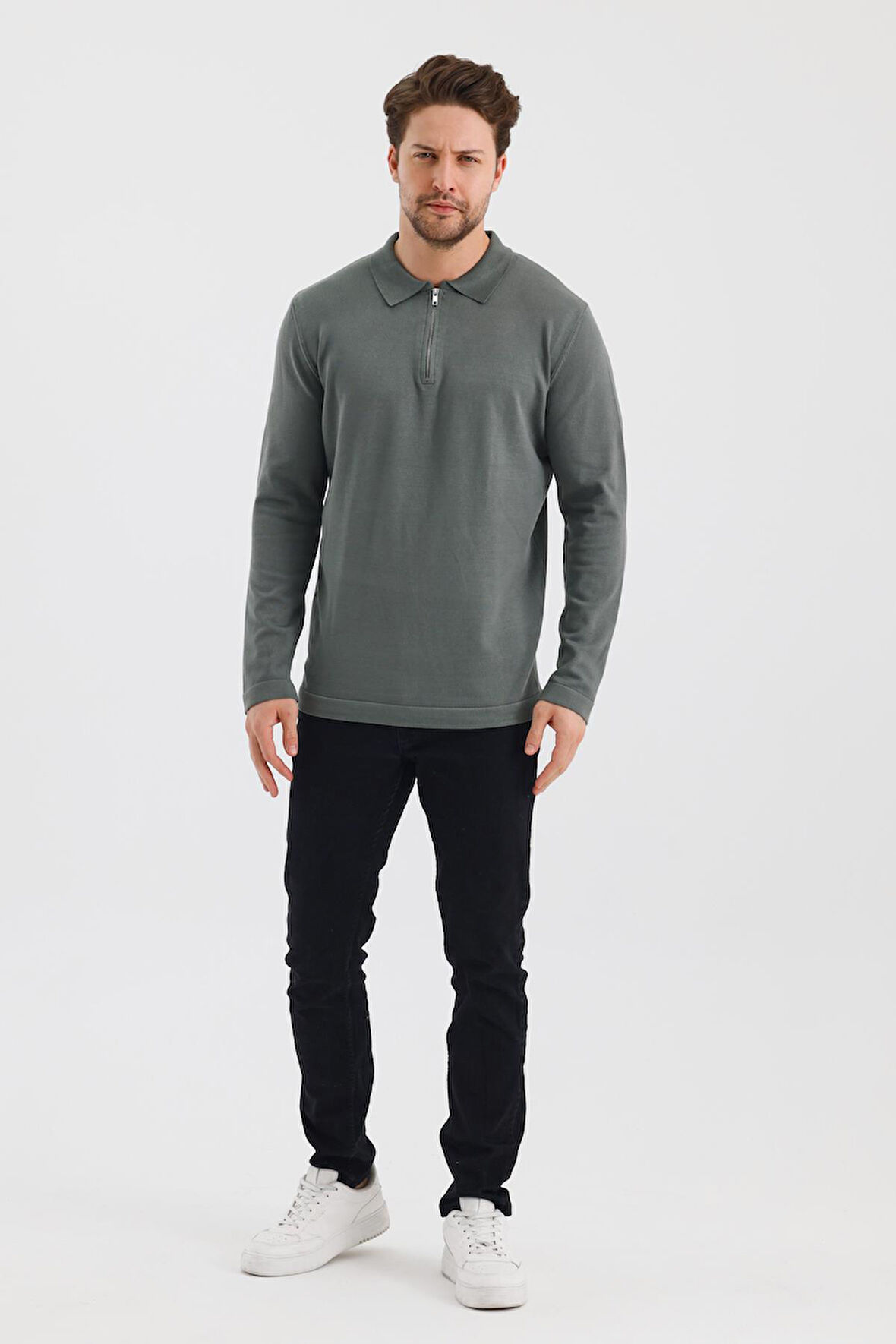 ALEXANDERGARDI FERMUARLI POLO YAKA REGULAR FİT KAZAK (E24-EZE-37)