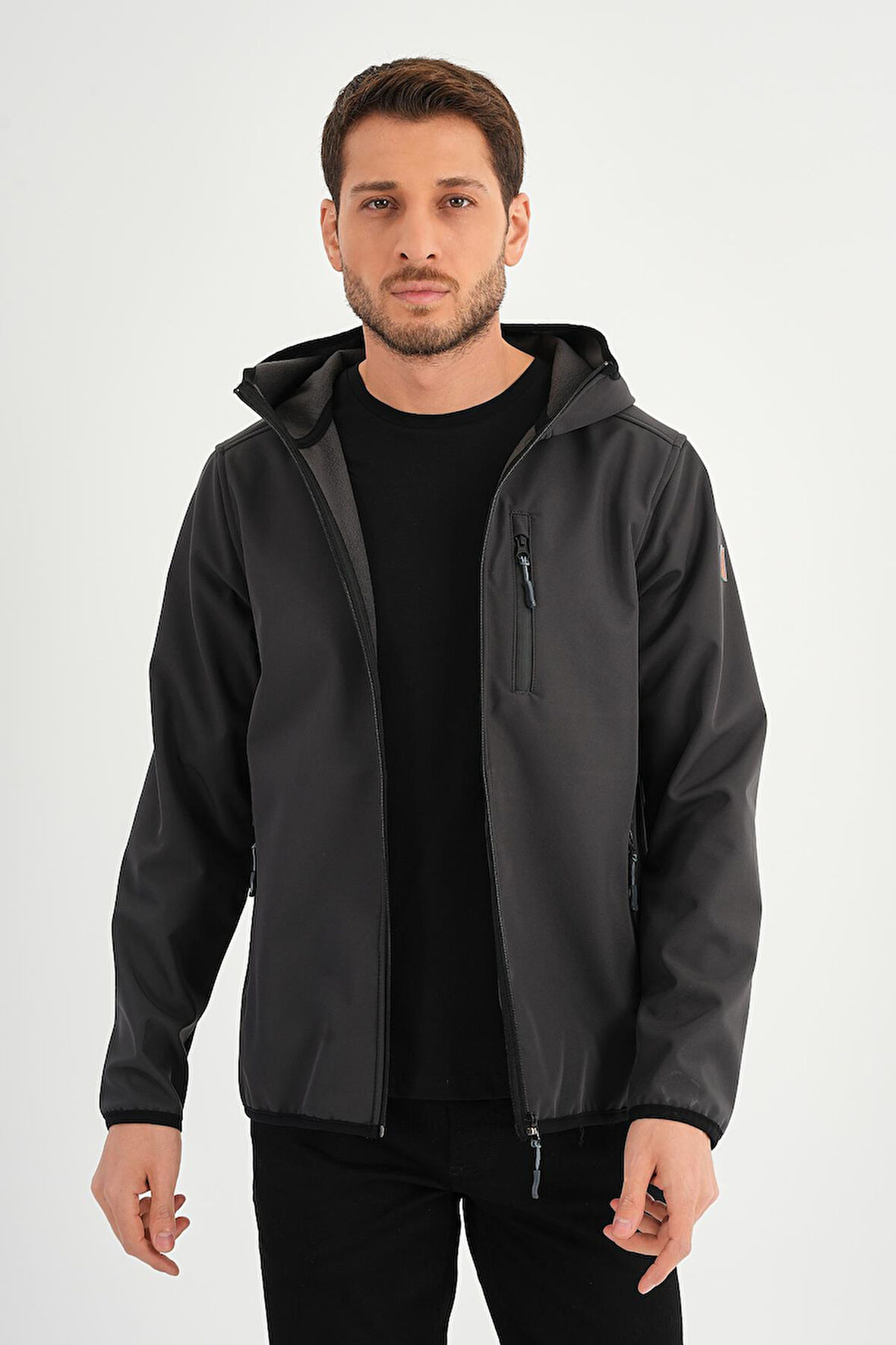 ALEXANDERGARDI FERMUARLI İÇİ POLARLI SU İTİCİ SOFTSHELL KUMAŞ KAPÜŞONLU MONT (E24-MNT-01)