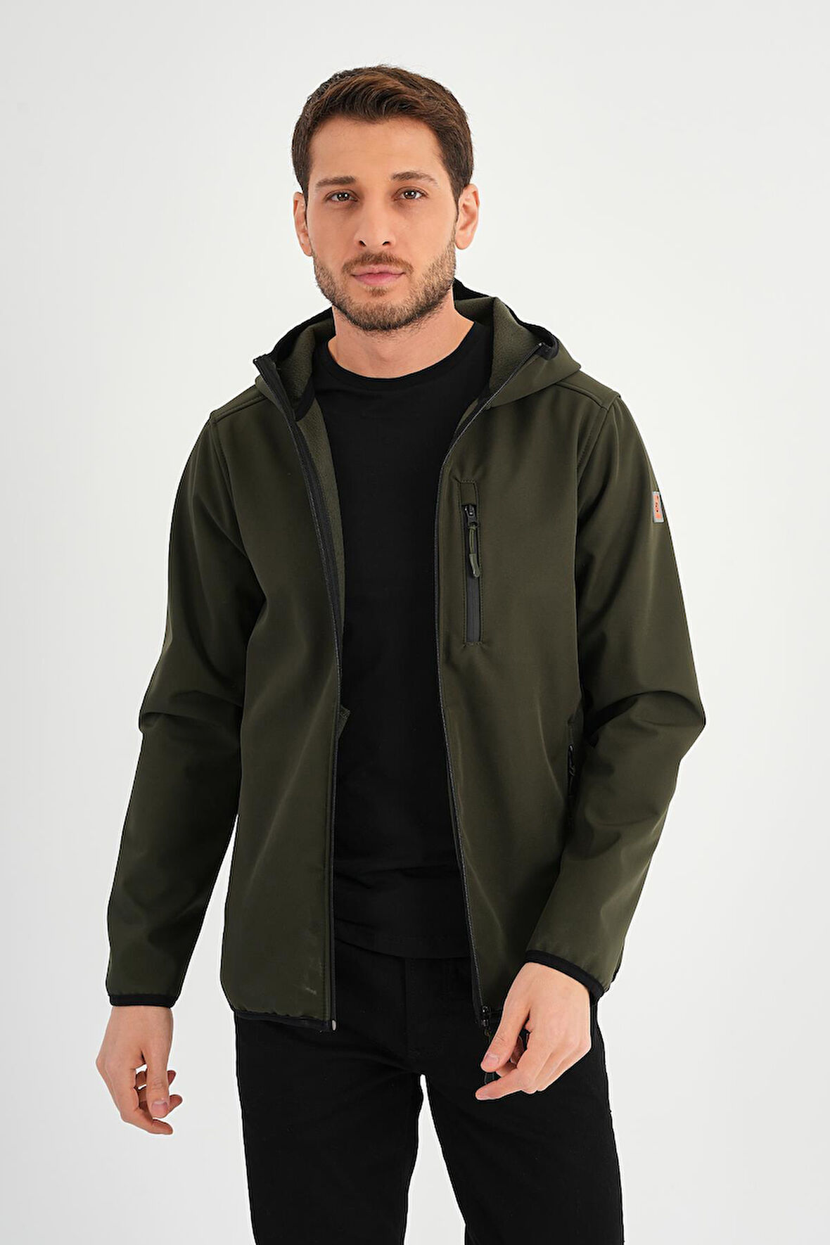 ALEXANDERGARDI FERMUARLI İÇİ POLARLI SU İTİCİ SOFTSHELL KUMAŞ KAPÜŞONLU MONT (E24-MNT-01)