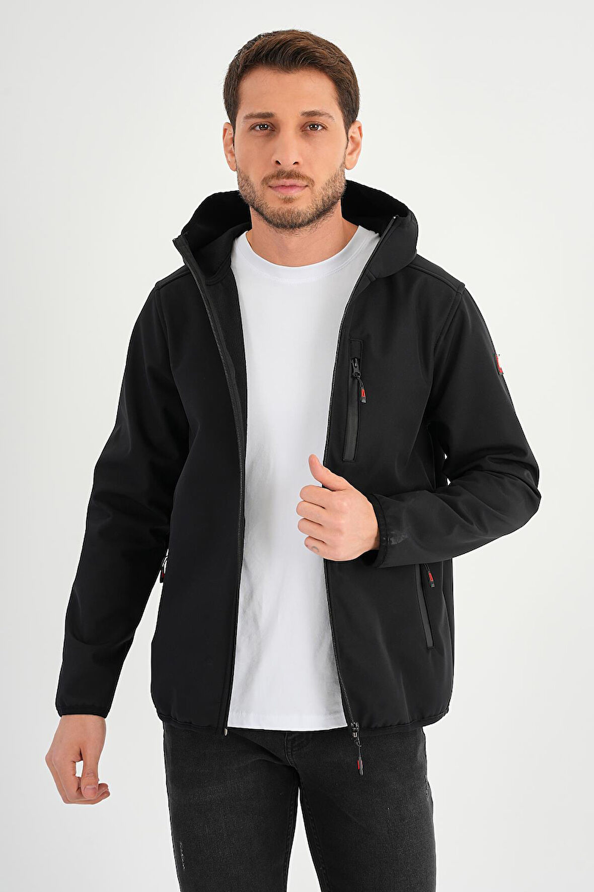 ALEXANDERGARDI FERMUARLI İÇİ POLARLI SU İTİCİ SOFTSHELL KUMAŞ KAPÜŞONLU MONT (E24-MNT-01)