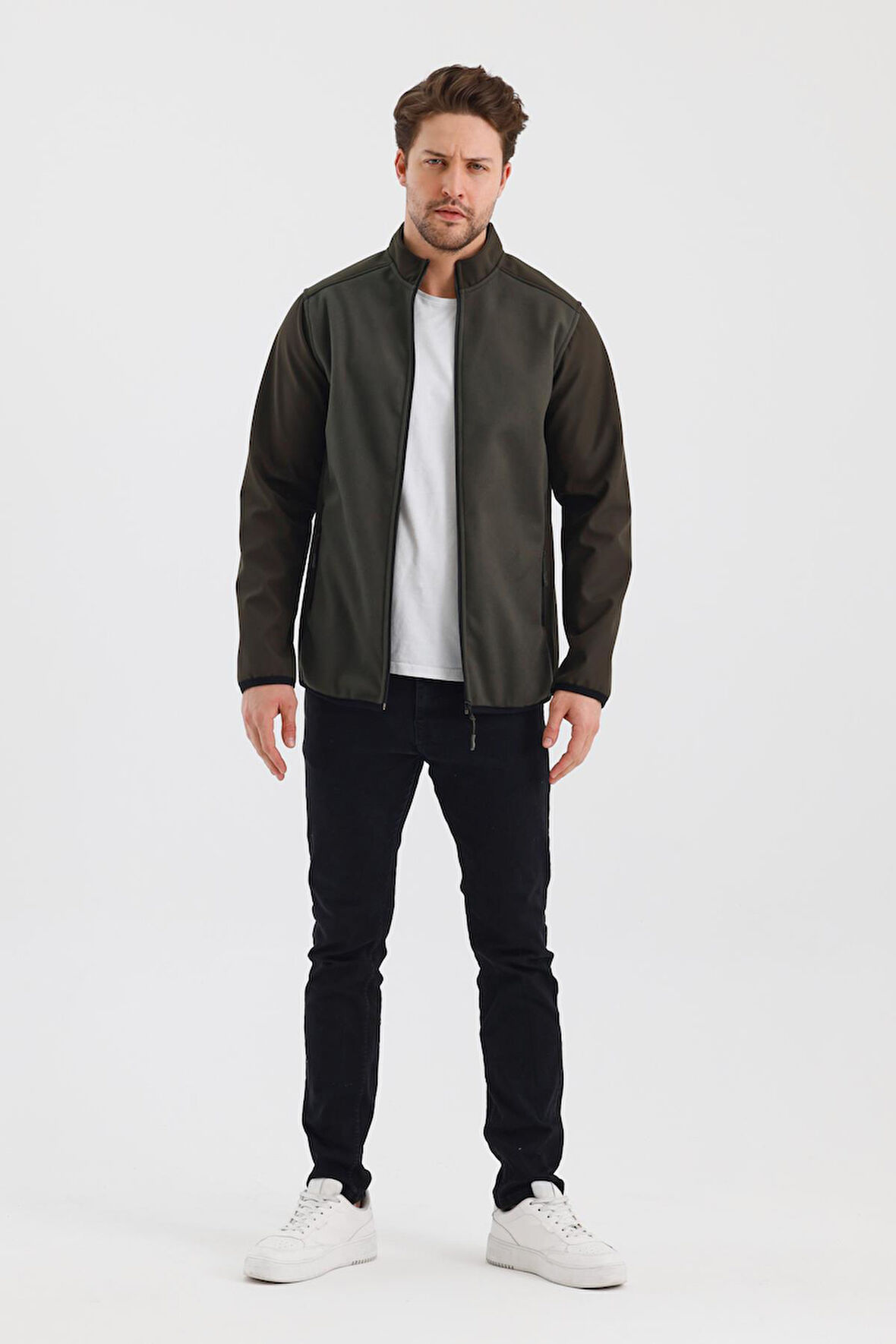 ALEXANDERGARDI DİK YAKA FERMUARLI ASTARSIZ İÇİ POLAR SU İTİCİ SOFTSHELL KUMAŞ MONT (E24-MNT-02)