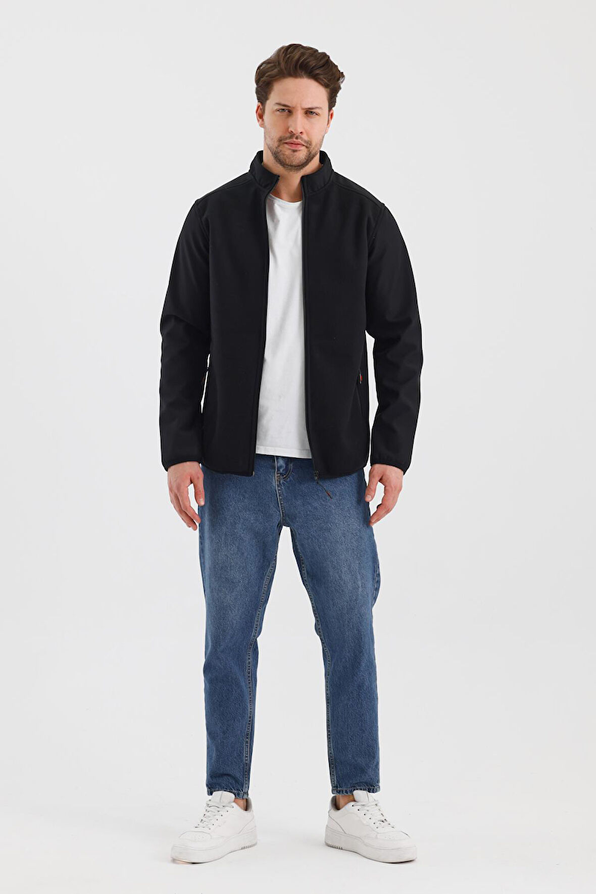 ALEXANDERGARDI DİK YAKA FERMUARLI ASTARSIZ İÇİ POLAR SU İTİCİ SOFTSHELL KUMAŞ MONT (E24-MNT-02)