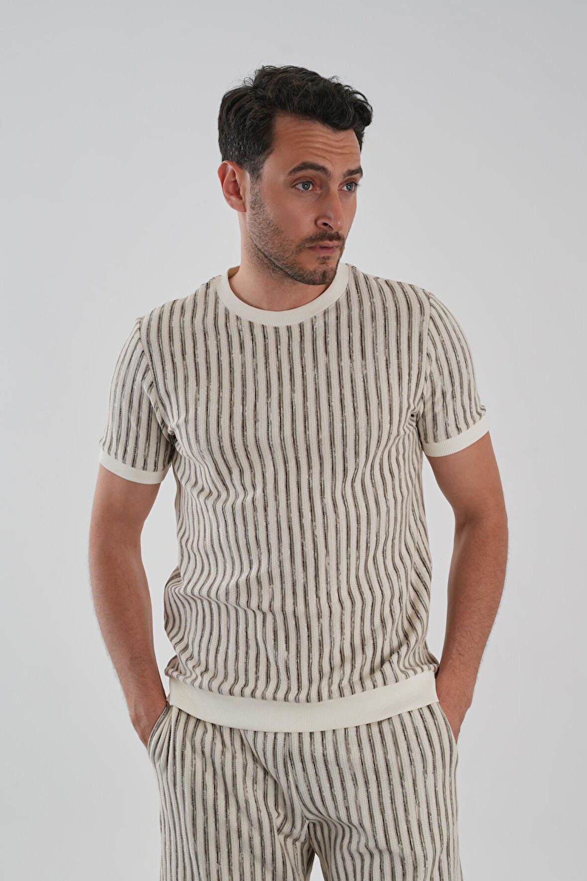 ALEXANDERGARDI Kısa Kollu Çizgili Triko Tişört