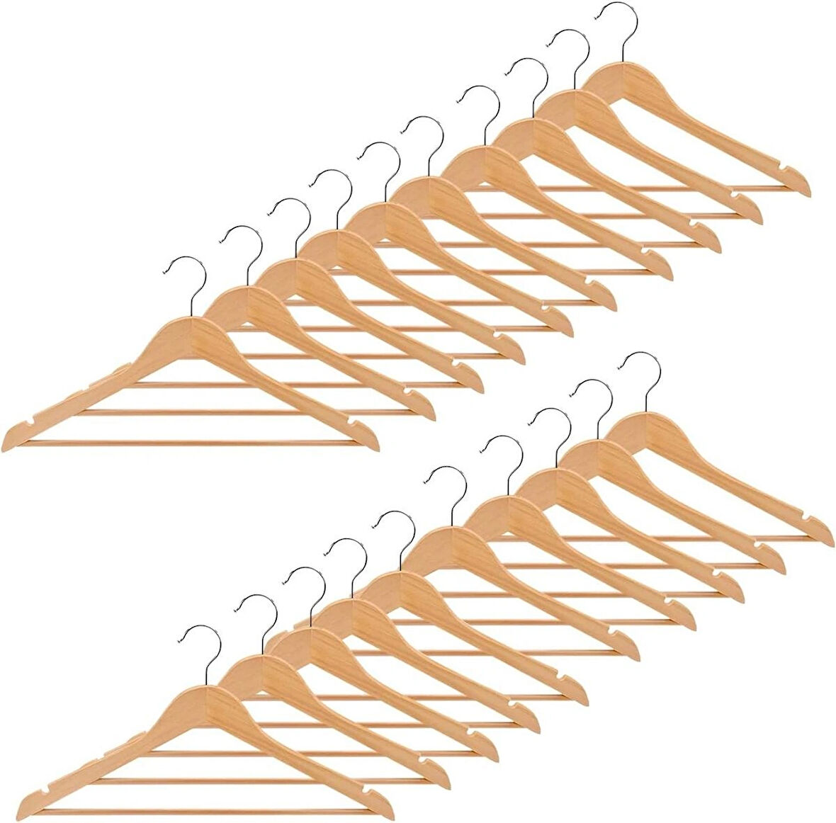 Microcase Ahşap Görünümlü Plastik Elbise Askısı A Kalite 20 adet  KAHVERENGİ AL4494