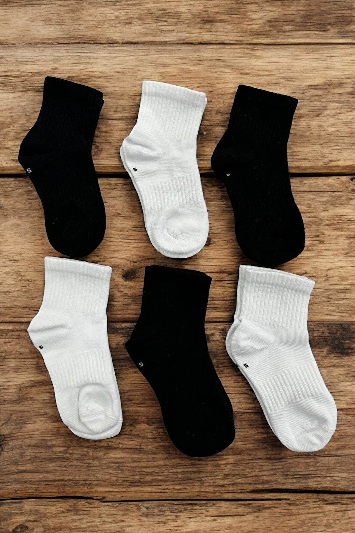 6 Çift Burun Dikişsiz Düz Tenis Çocuk Soket