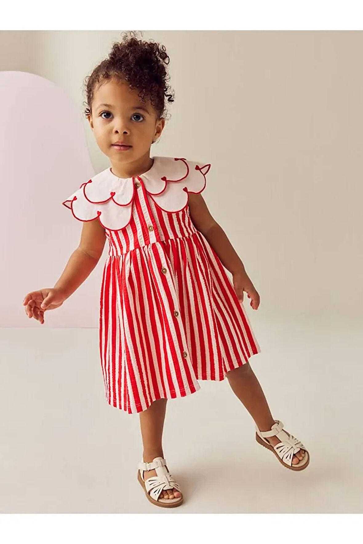 %100 Pamuklu Kırmızı Kalp Yaka Elbise