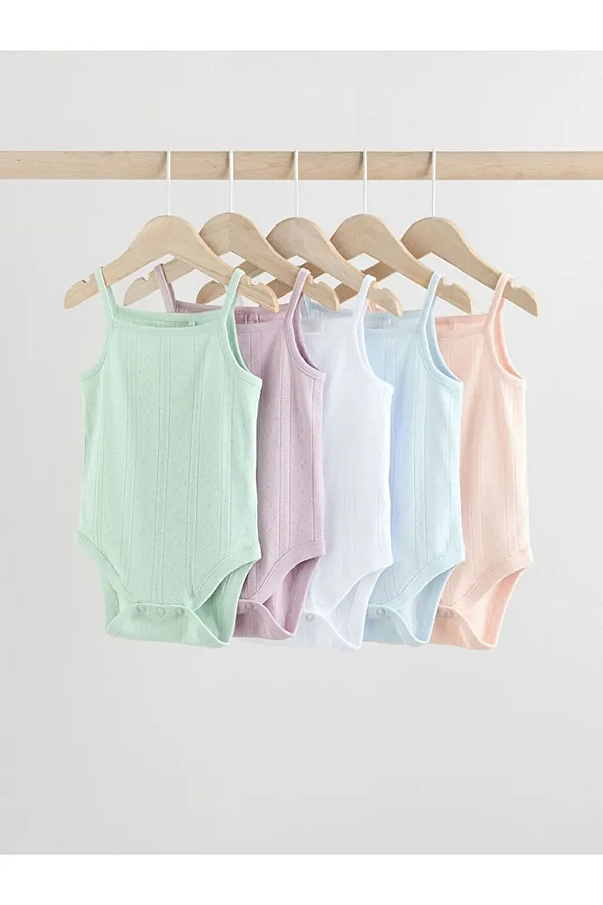 % 100 Pamuklu Pastel Neon Renkler İp Askılı 5'li Body Zıbın Set
