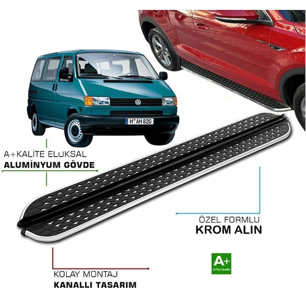 T4 TRANSPORTER UZUN ŞASE 1995 2003 YILLARI ARASI ARACA ÖZEL DİAMOND YAN BASAMAK