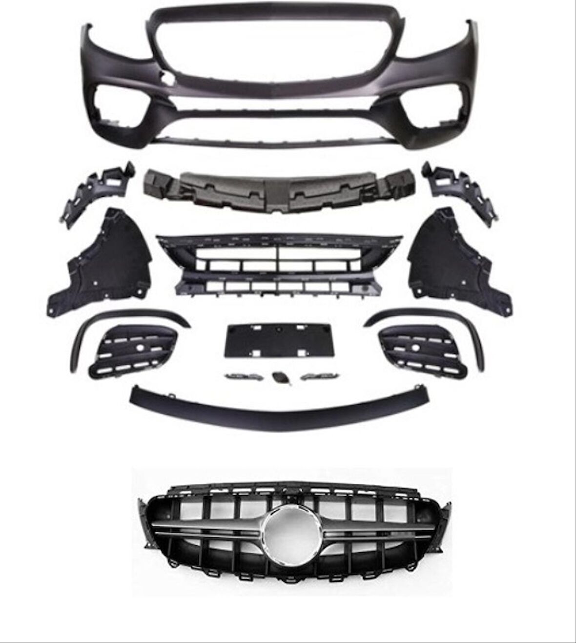 W213 2016+ E SERISI IÇIN UYUMLU E63 ÖN TAMPON & PANJUR SETI