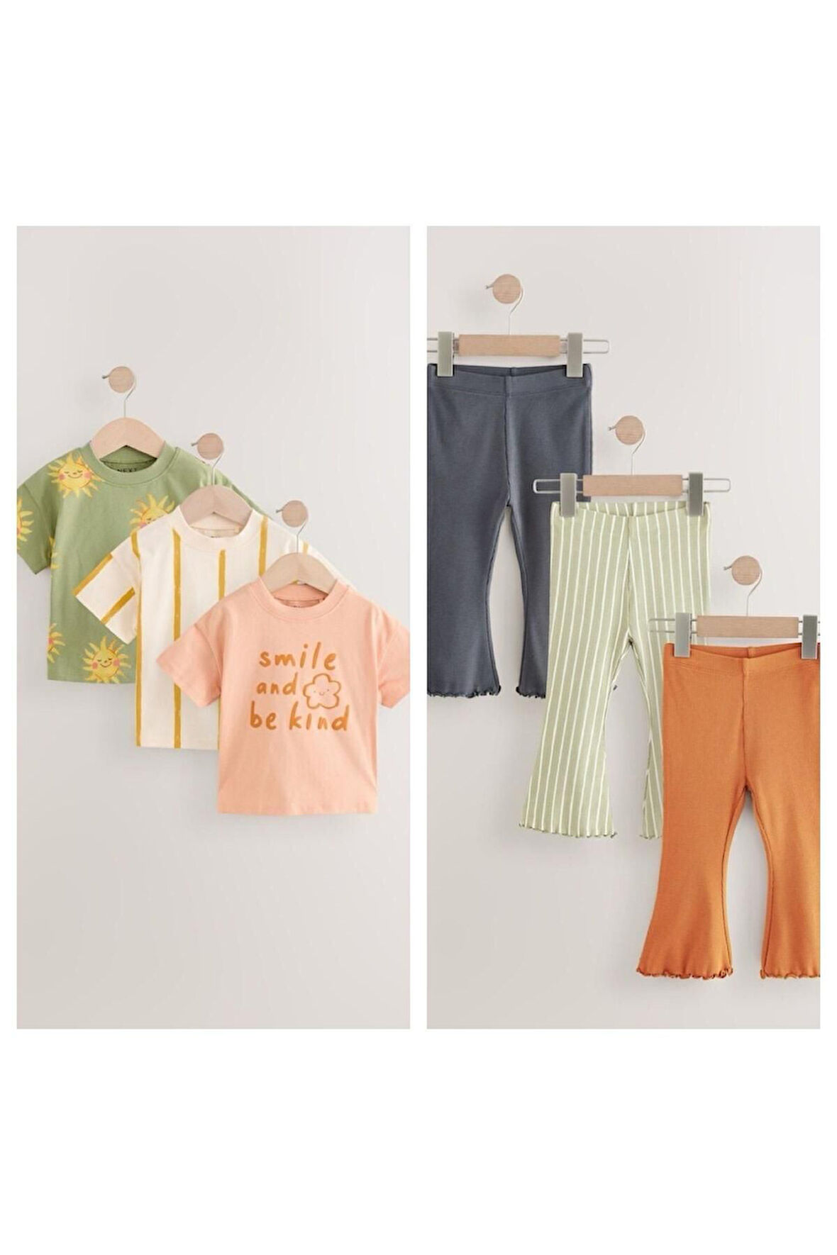 Next Baby Pamuklu Turuncu Baskılı Kısa Kollu Taytlı 3'lü Alt Üst Takım