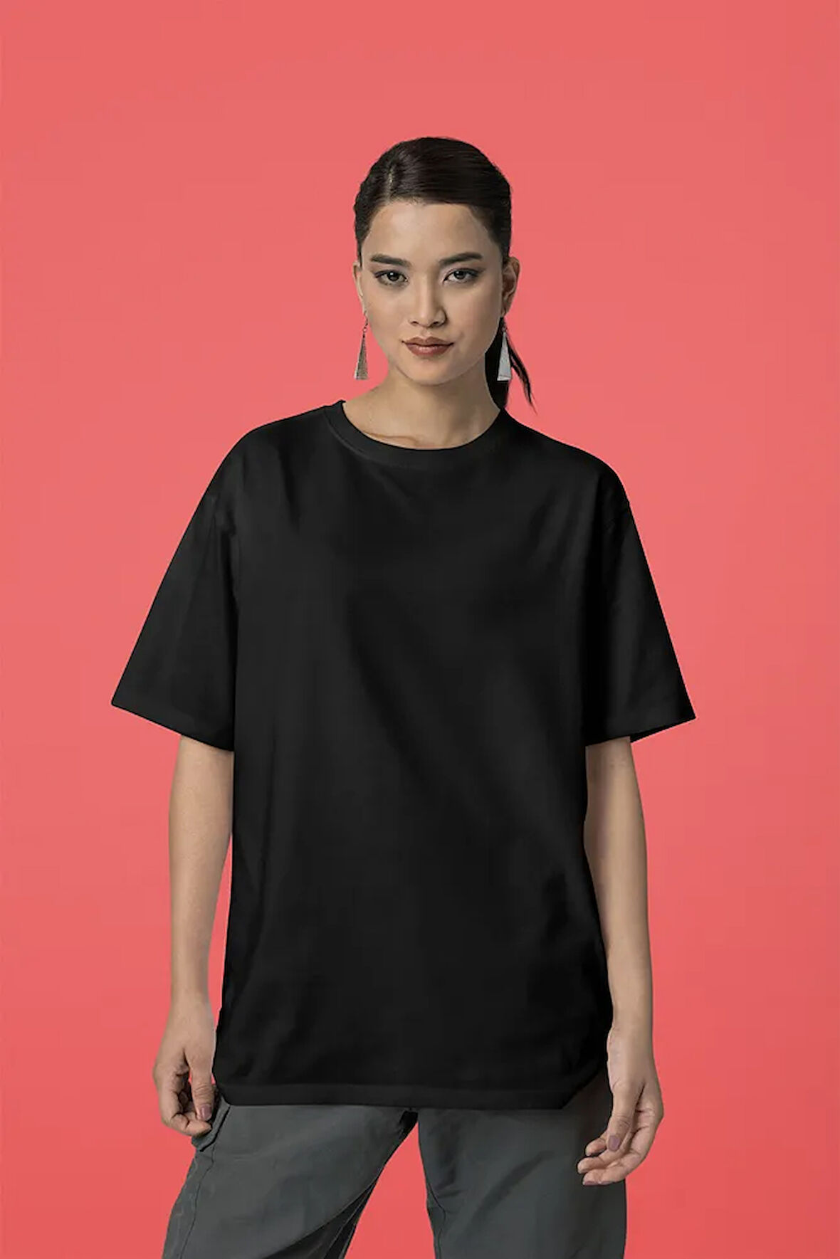 Unisex Oversize Baskısız Basic Tişört