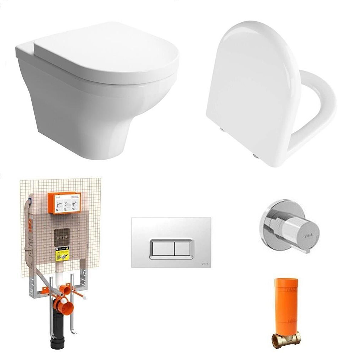 VitrA Zentrum Asma Klozet + VitrA Yavaş Kapanır Kapak+ VitrA Gömme Rezervuar Set 