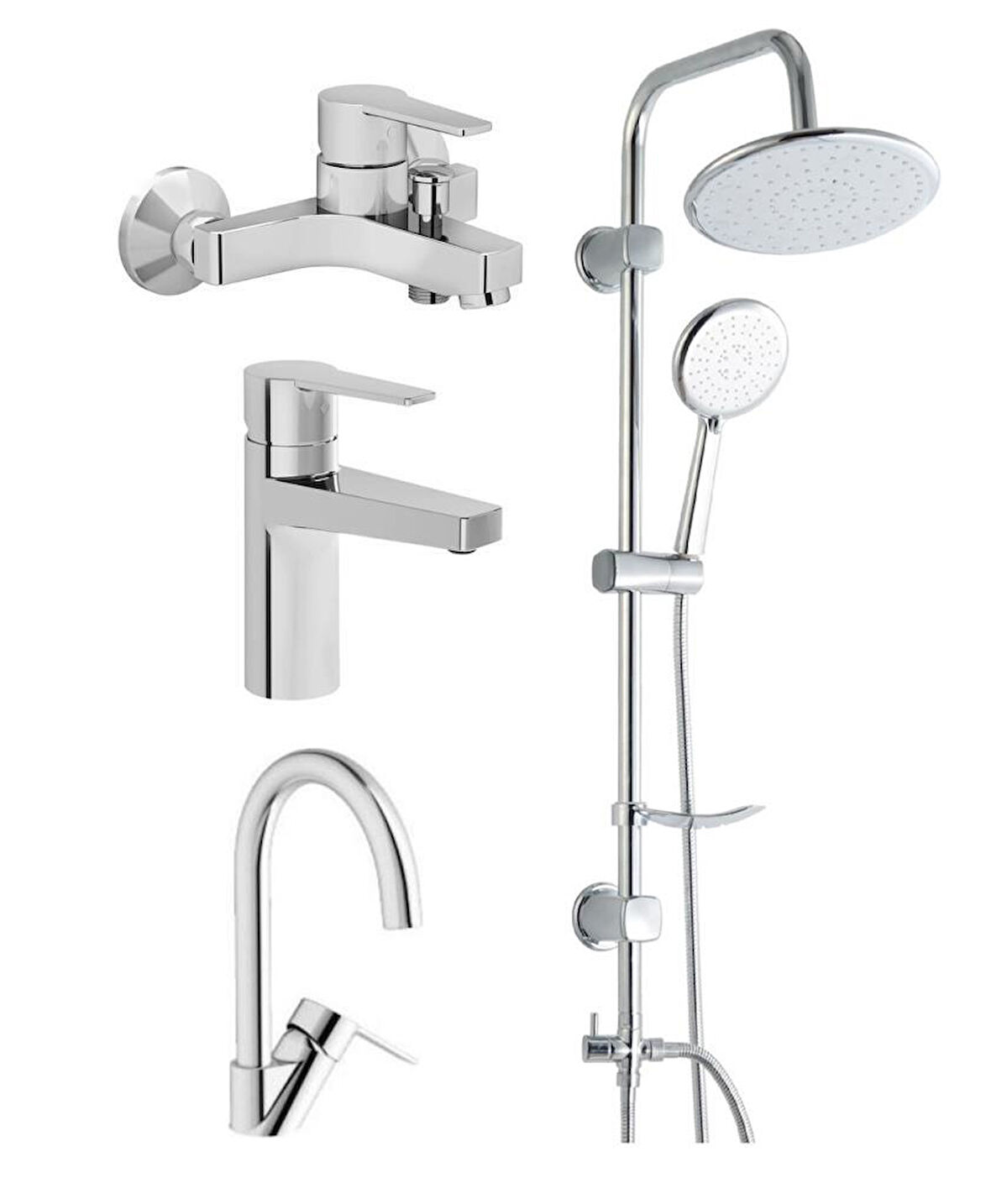 Artema Nora S Banyo Bataryası + Lavabo Bataryası + Eviye Bataryası + Duxxa Bolero Tepe Duş Seti