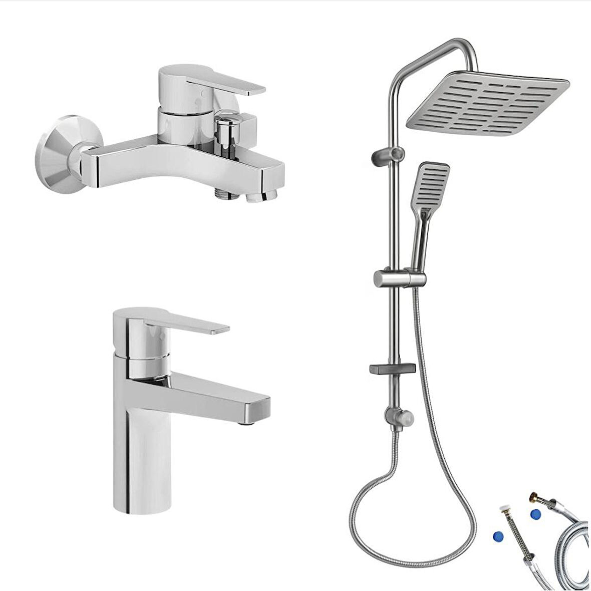 Artema Nora S Banyo Bataryası + Nora S Lavabo Bataryası + Doppo Siena Lux Tepe Duş Sistemi