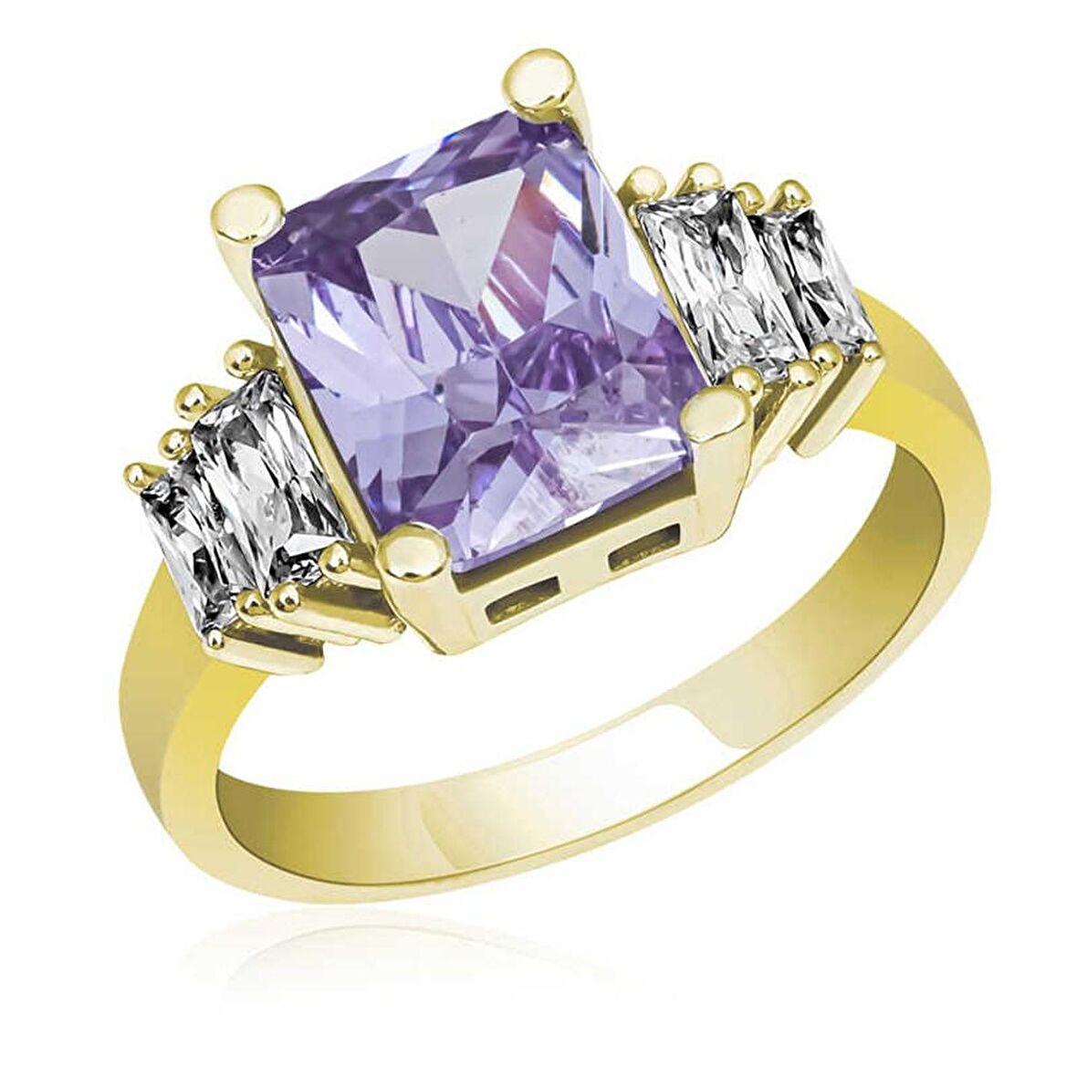 Gümüş Lila Baget Taşlı Kadın Yüzük