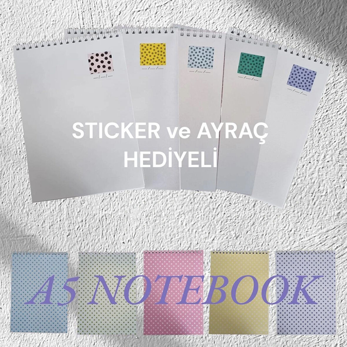 5 RENK 5 ADET AYRAÇ VE STICKER HEDİYELİ BLOKNOT DEFTER