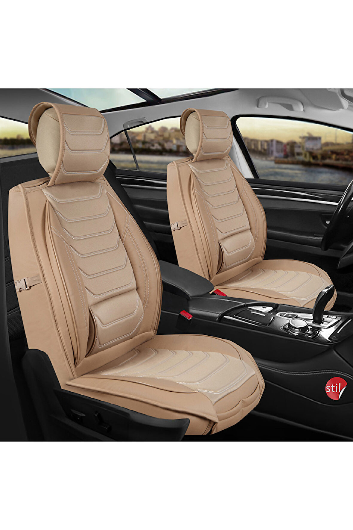 Ford C-Max 2+1 Parçalı Lüx Deri Oto Koltuk Kılıfı Ön Arka Takım Eagle BEJ