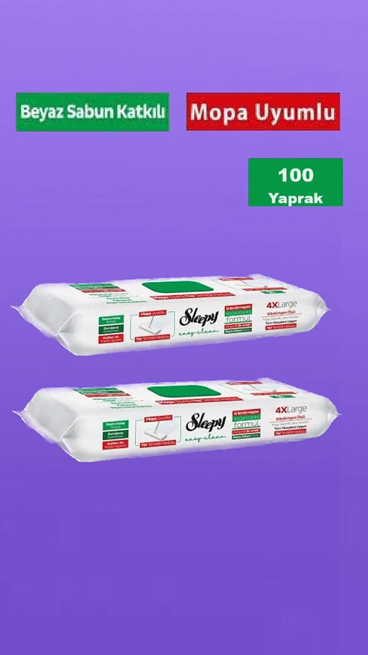 Sleepy Easy Clean Beyaz Sabun Katkılı Mopa Uyumlu Yer Temizlik Havlusu 100 Yaprak