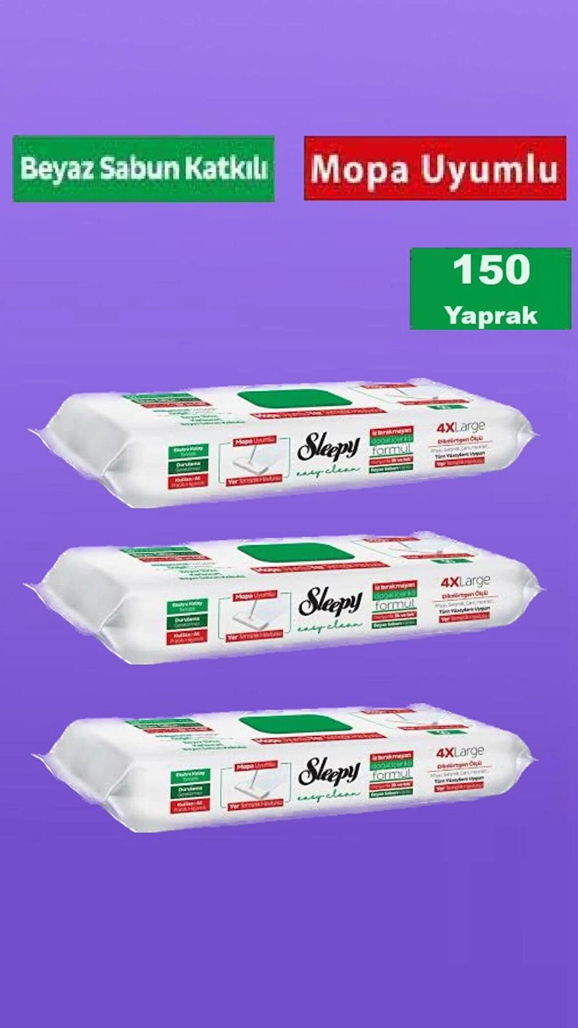 Sleepy Easy Clean Beyaz Sabun Katkılı Mopa Uyumlu Yer Temizlik Havlusu 150 Yaprak