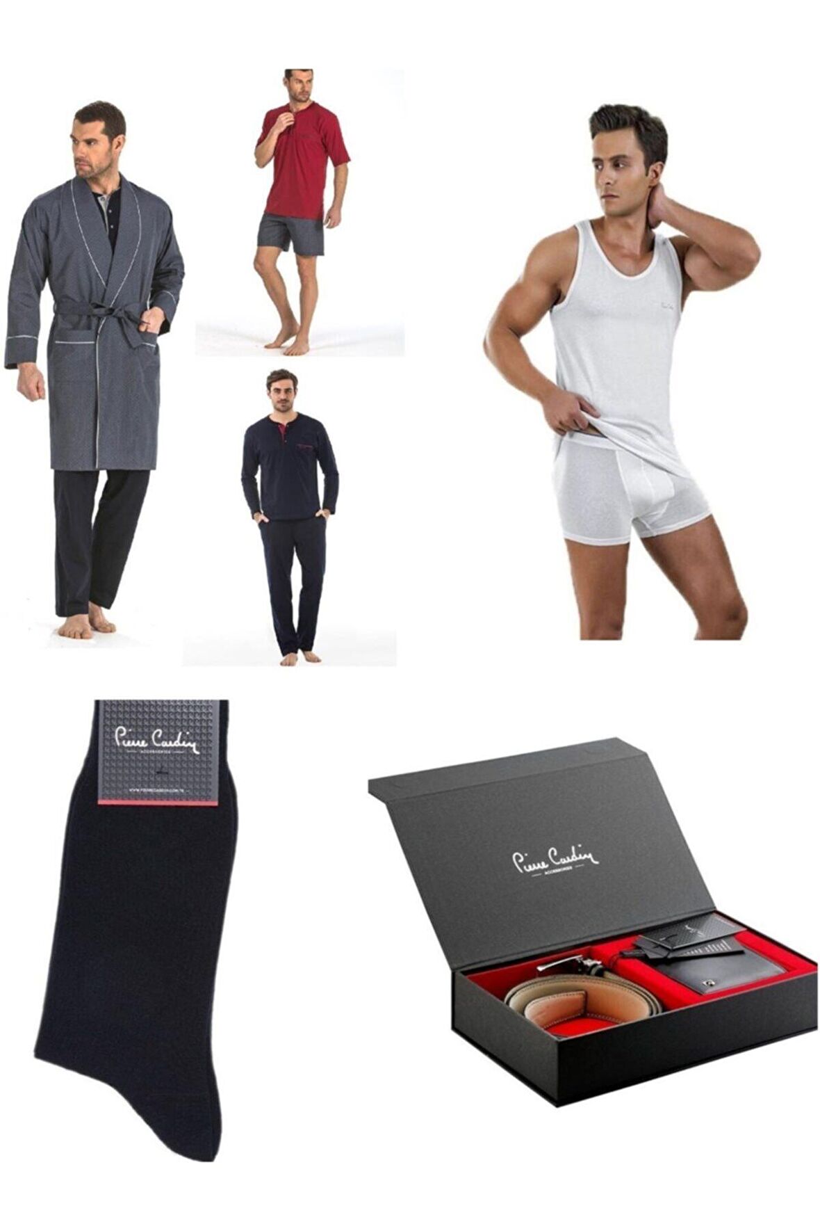 4lü Çeyiz Paketi Robdöşambr Atlet Boxer Takım Çorap Ve Kemer Cüzdan Set