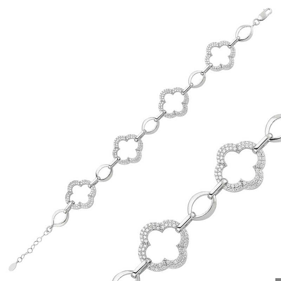 Ebuz Gümüş Çiçek Kadın Bileklik