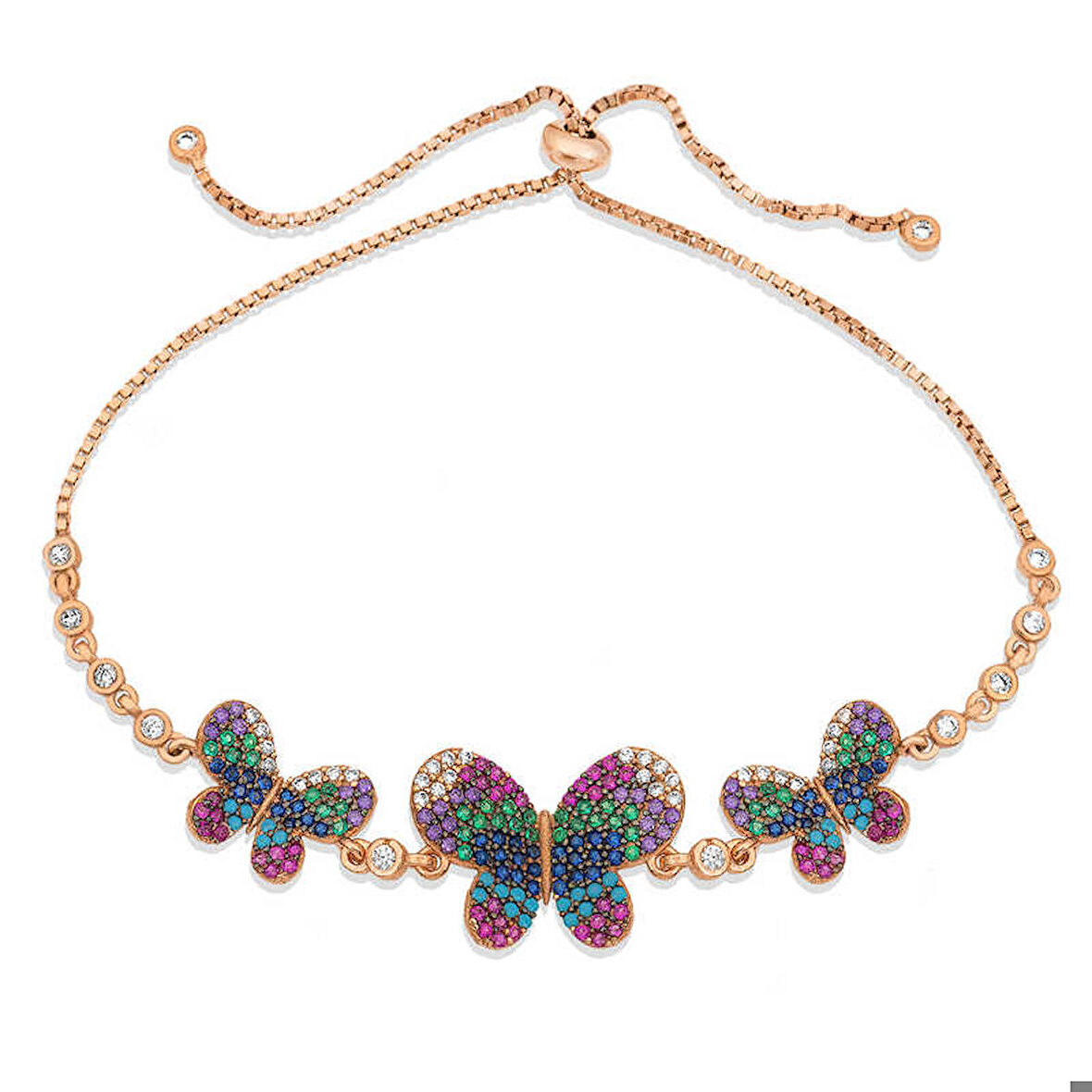 Ebuz Gümüş Rose Kelebekli Asansör Bileklik