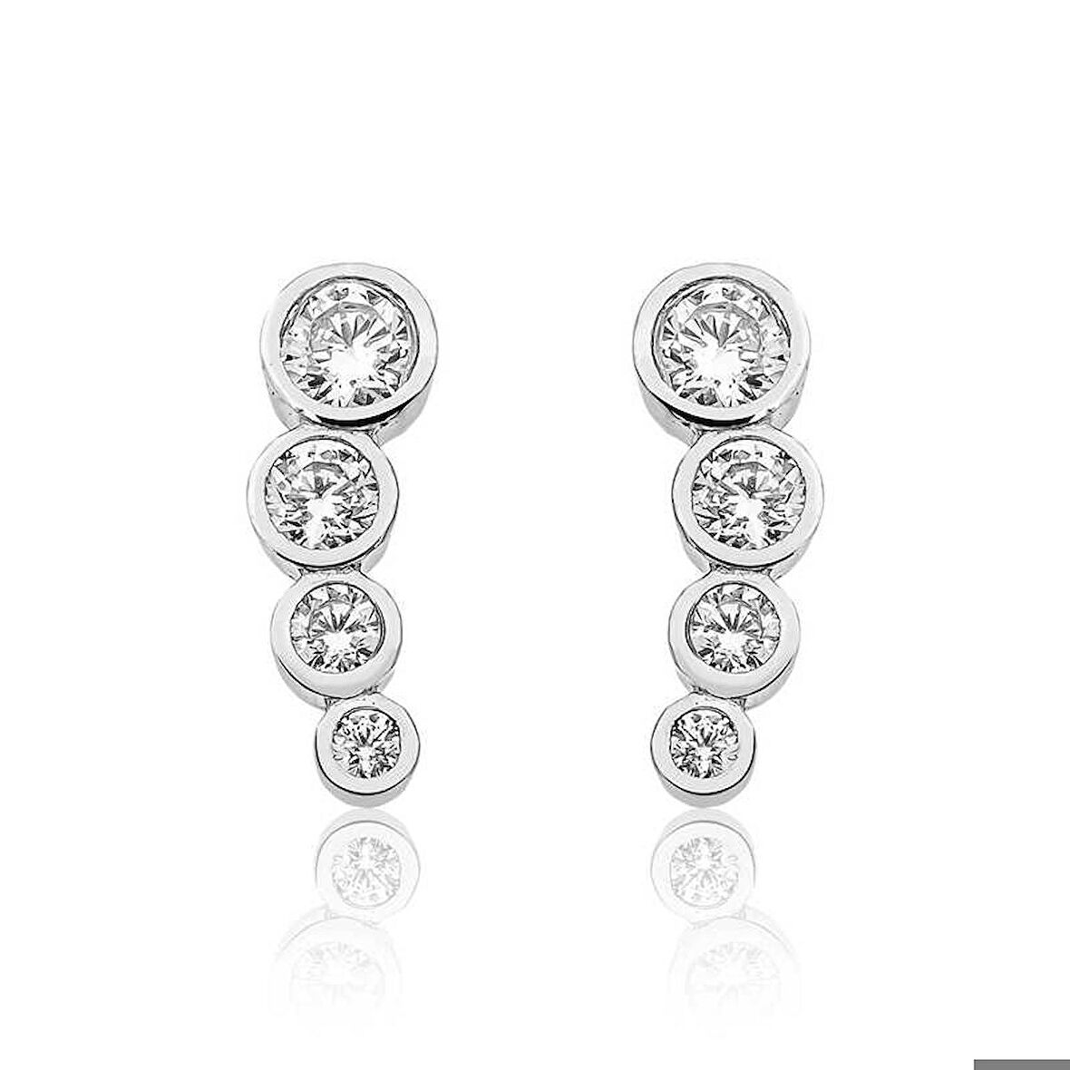 Ebuz Gümüş 4 Taş Kadın Küpe