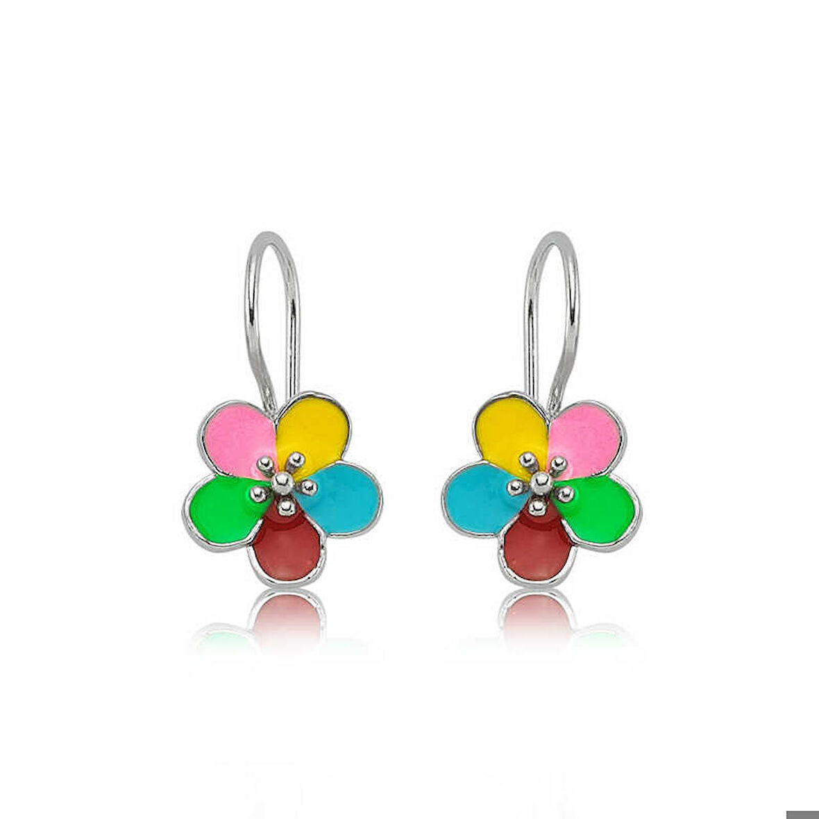 Ebuz Gümüş Sallantılı Çiçek Çocuk Küpesi