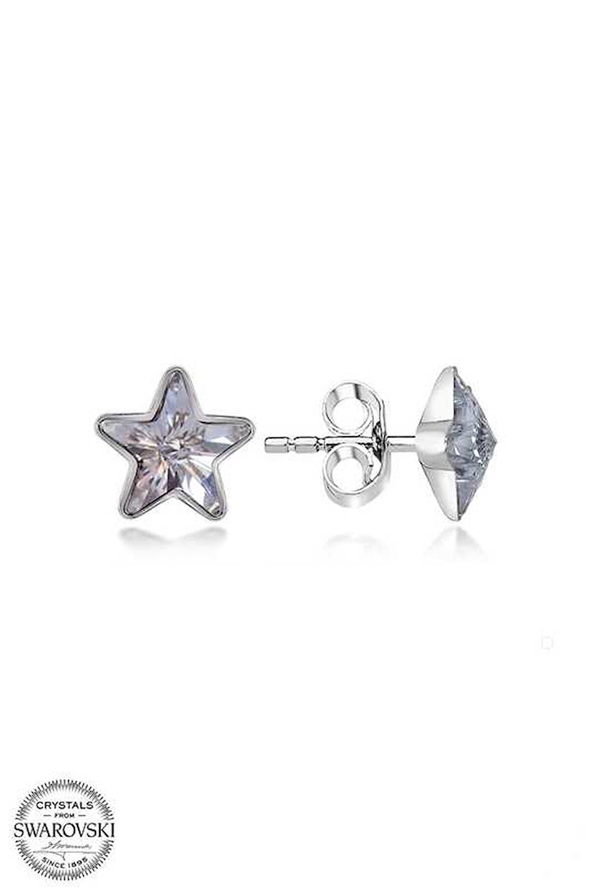 Ebuz Swarovski Crystal Taşlı Gümüş Yıldız Çivili Kadın Küpe